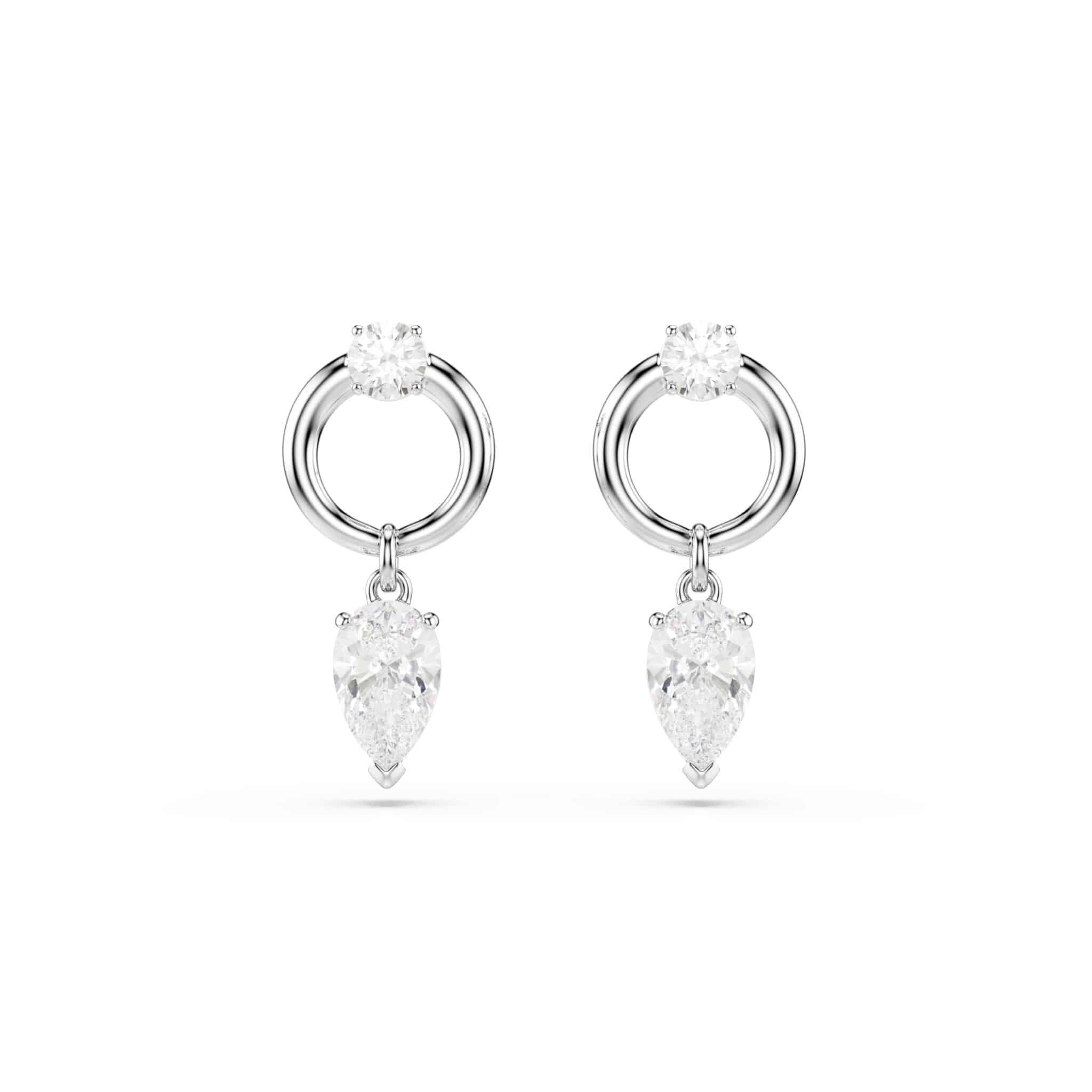 Swarovski Mesmera Drop Earrings, Mixed Cuts, White, Rhodium Plated -Swarovski