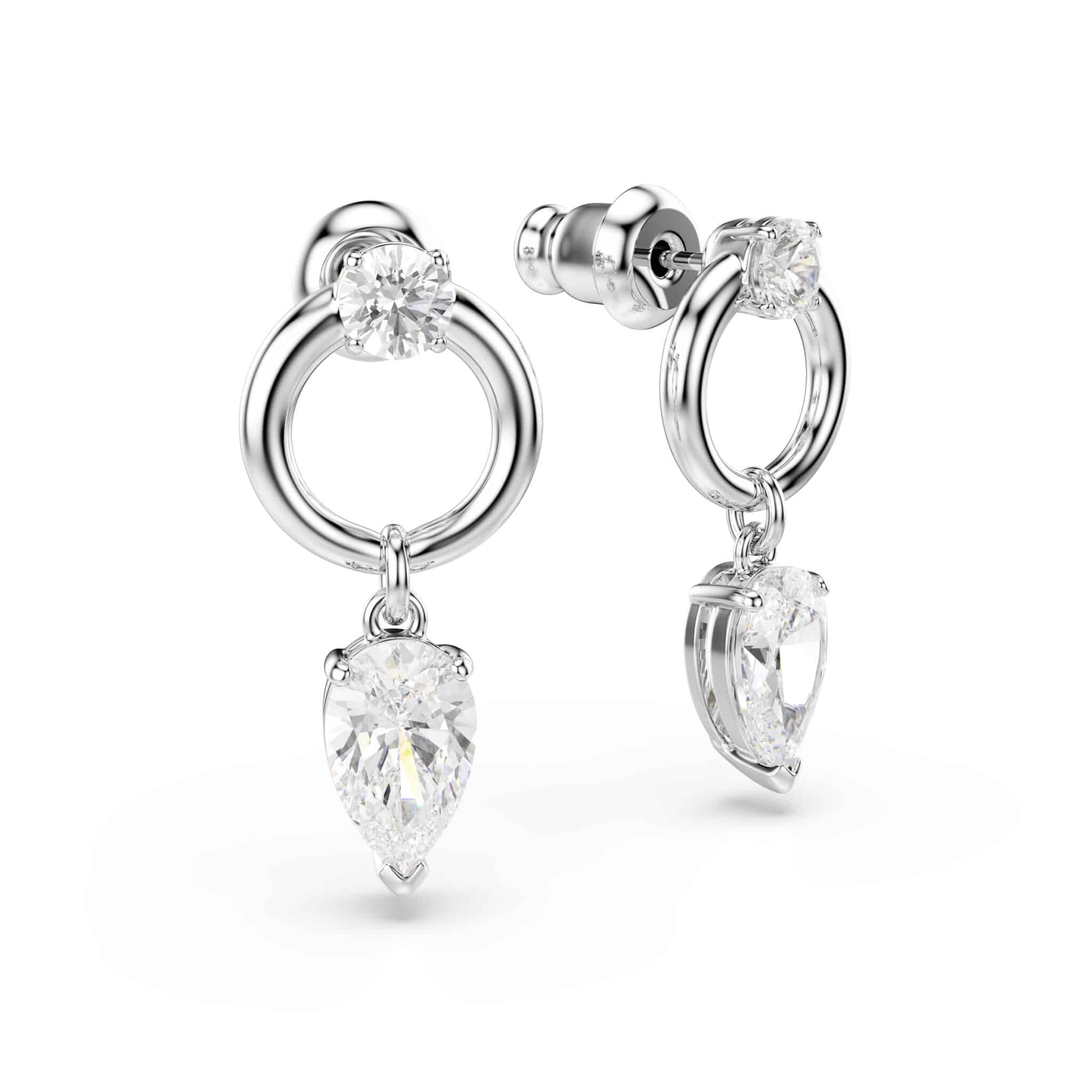 Swarovski Mesmera Drop Earrings, Mixed Cuts, White, Rhodium Plated -Swarovski