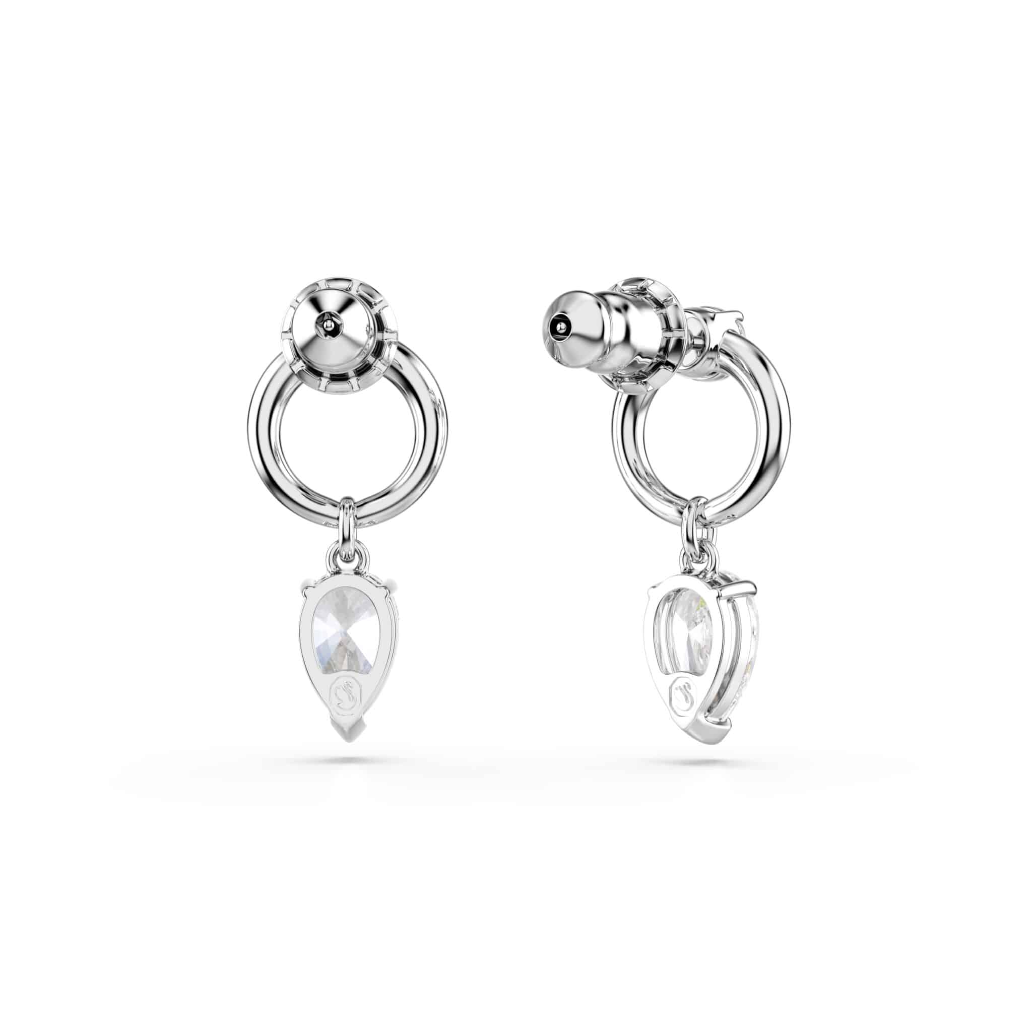Swarovski Mesmera Drop Earrings, Mixed Cuts, White, Rhodium Plated -Swarovski