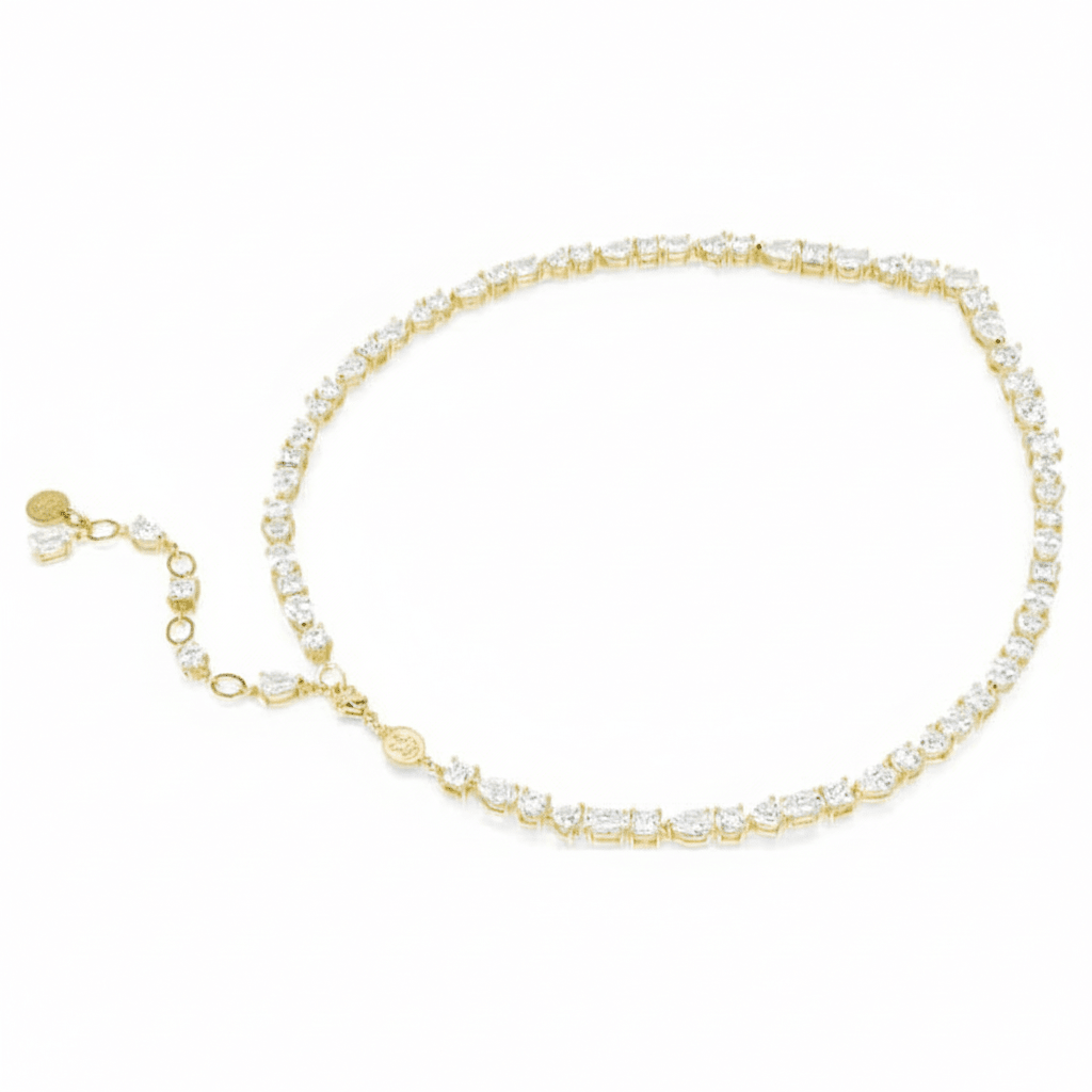 Swarovski Mesmera necklace Mixed cuts, White, Gold-tone plated -Swarovski