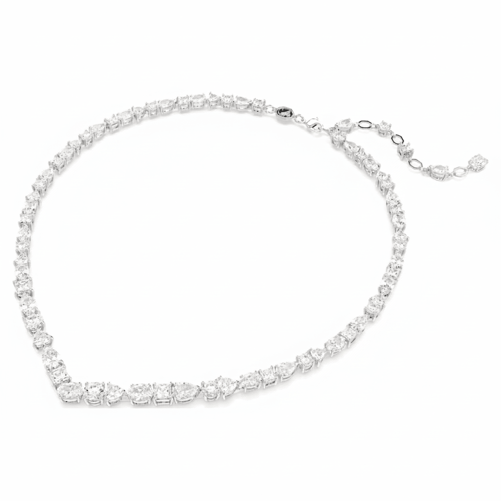 Swarovski Mesmera necklace Mixed cuts, White, Rhodium plated -Swarovski