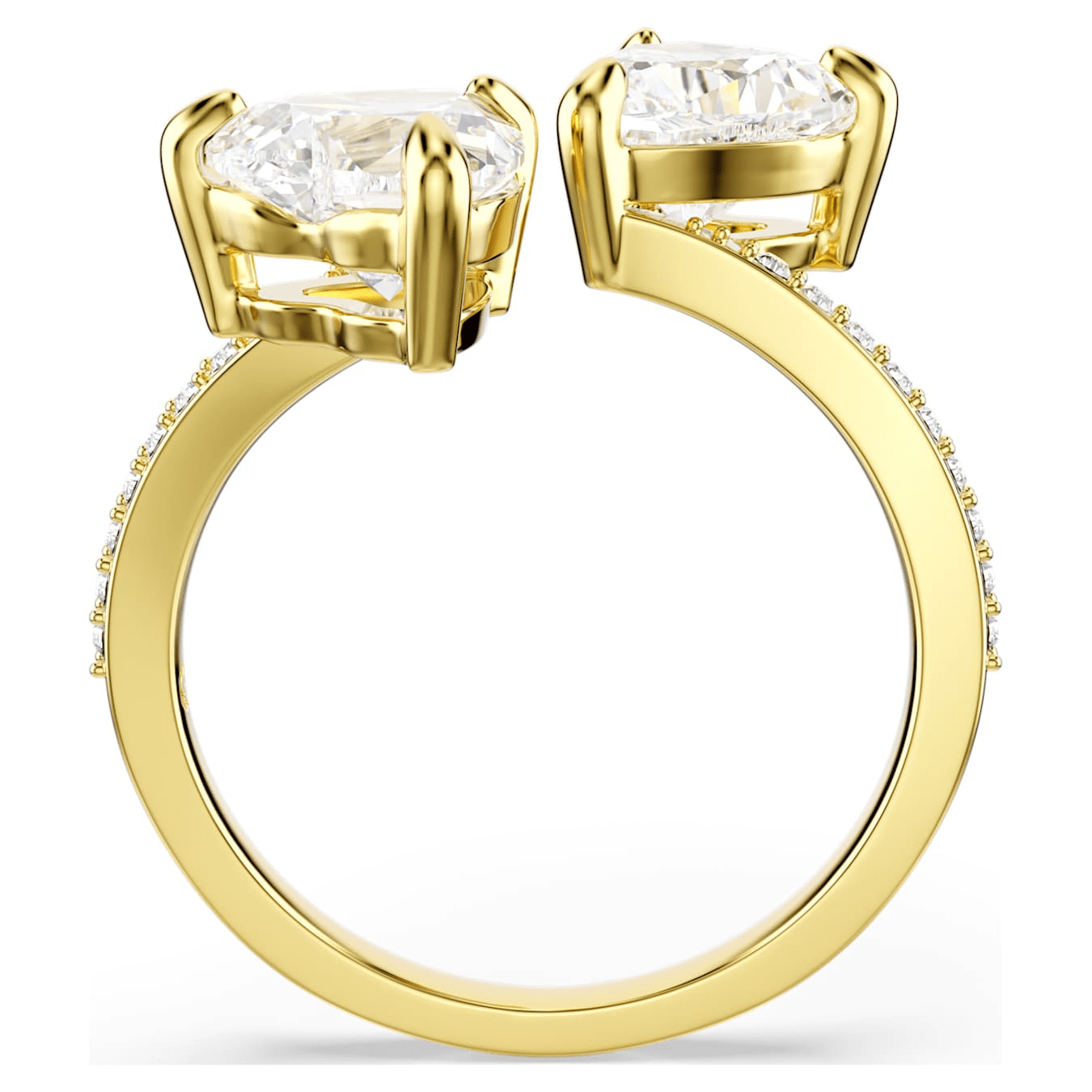 Swarovski Mesmera open ring Heart cut, Pavé, White, Gold-tone plated -Swarovski