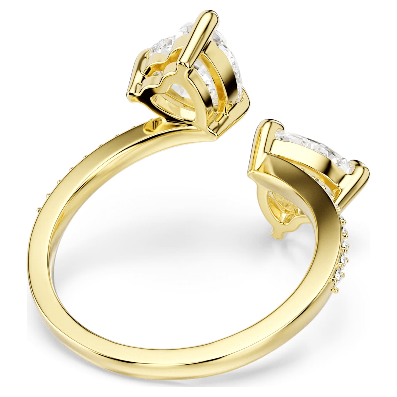 Swarovski Mesmera open ring Heart cut, Pavé, White, Gold-tone plated -Swarovski