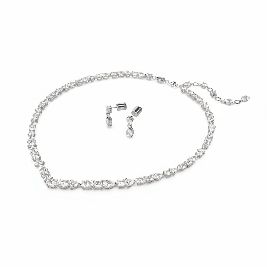 Swarovski Mesmera set Mixed cuts, White, Rhodium plated -Swarovski