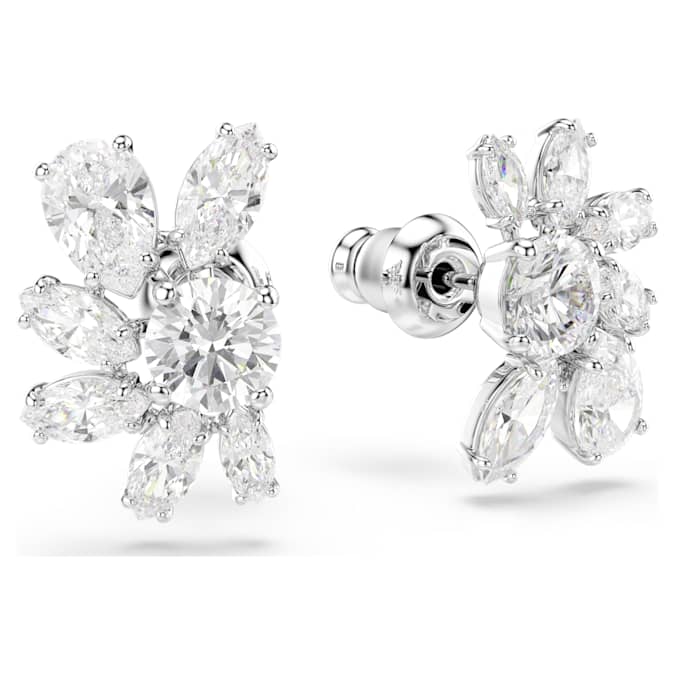 Swarovski Mesmera Stud Earrings Mixed Cuts, Flower, White, Rhodium Plated -Swaroski