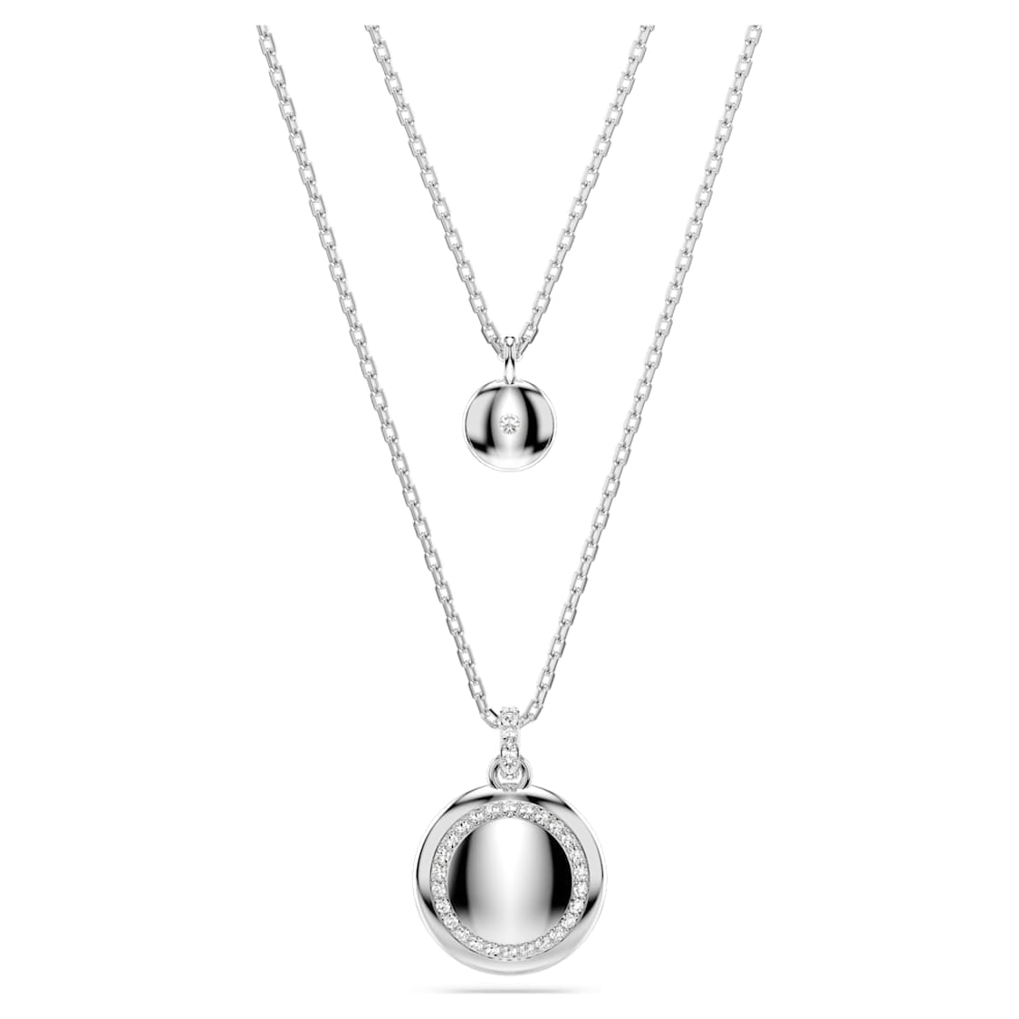 Swarovski Meteora Layered Pendant White, Rhodium Plated -Swarovski