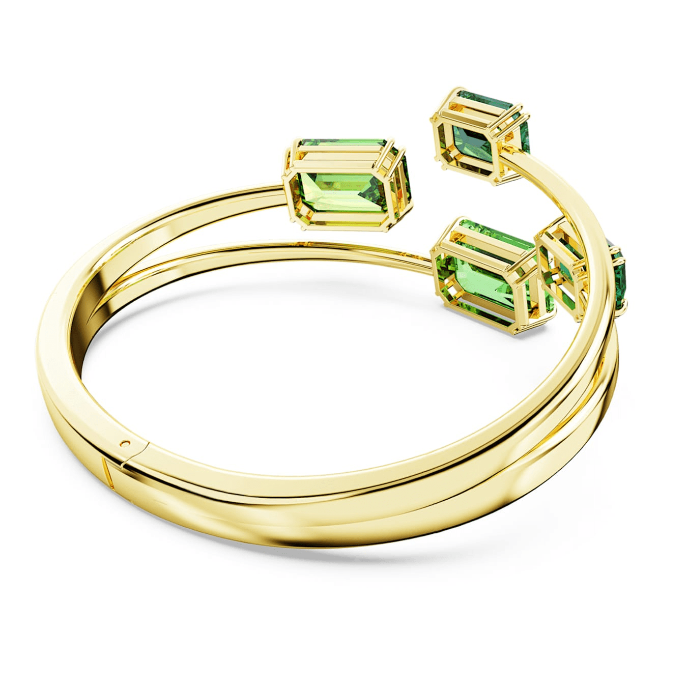 Swarovski Millenia bangle Octagon cut, Green, Gold-tone plated -Swarovski