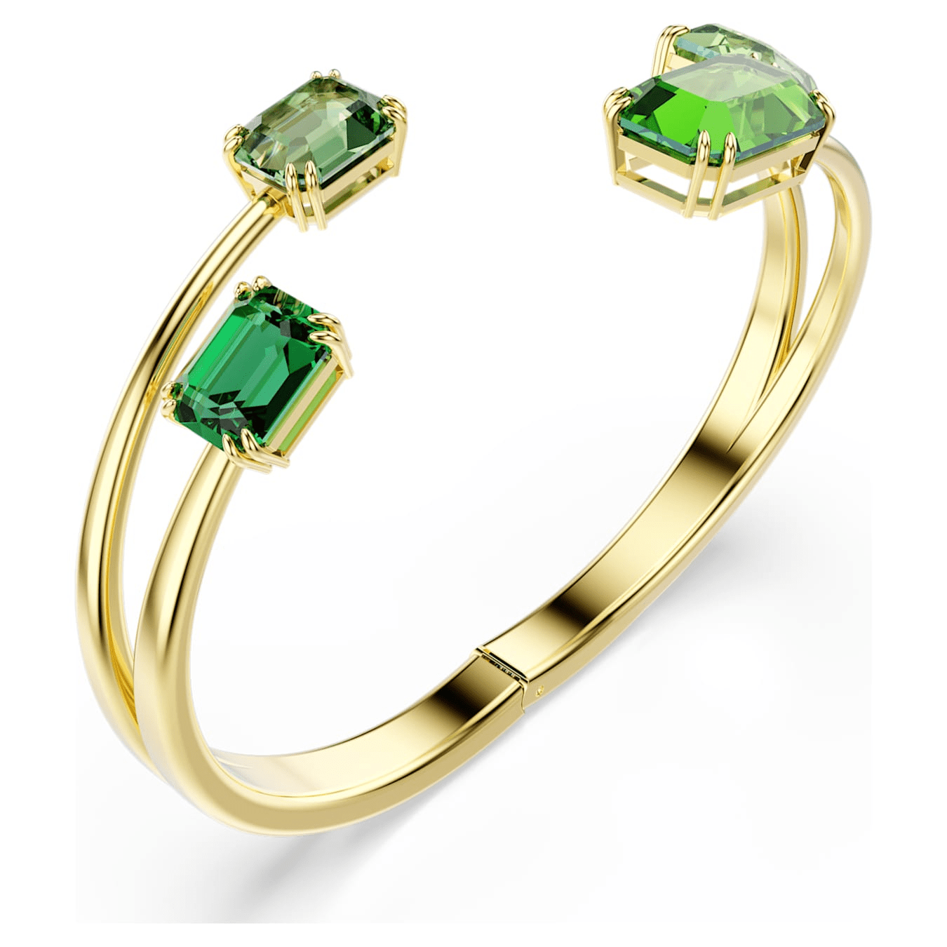 Swarovski Millenia bangle Octagon cut, Green, Gold-tone plated -Swarovski