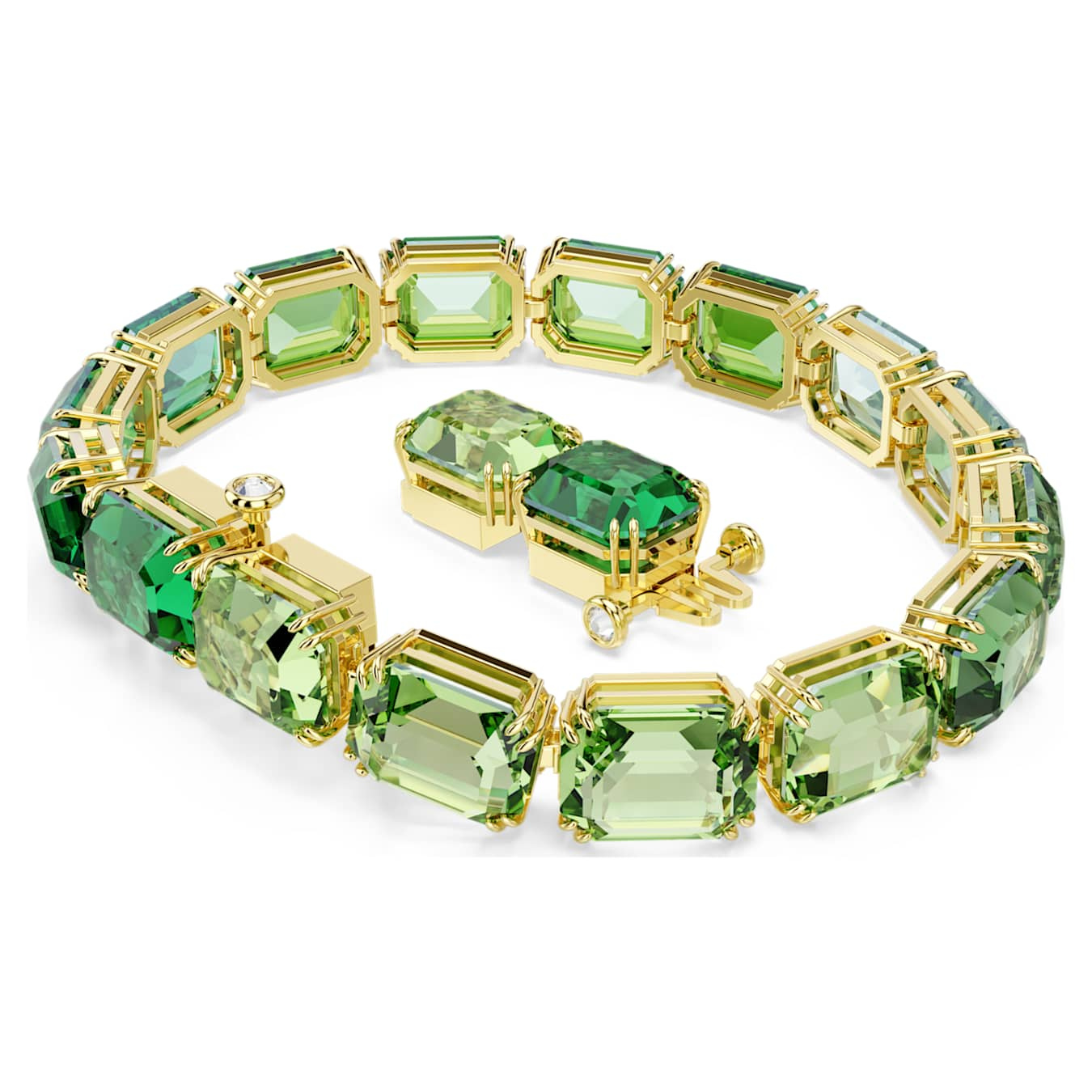 Swarovski Millenia Bracelet Octagon Cut Colour Gradient Green Gold-tone Plated -Swarovski