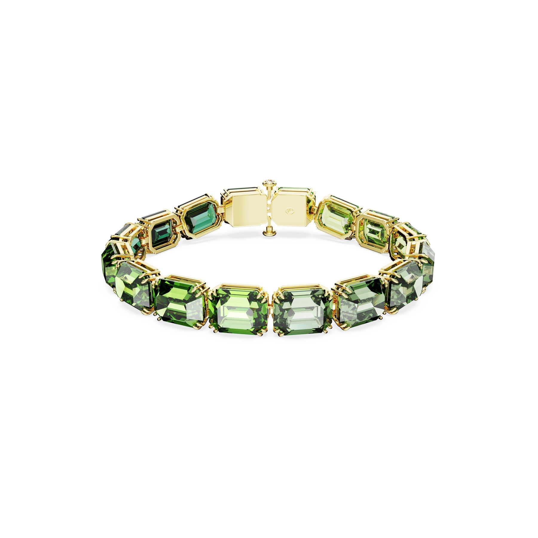 Swarovski Millenia Bracelet Octagon Cut Colour Gradient Green Gold-tone Plated -Swarovski