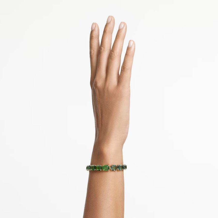 Swarovski Millenia Bracelet Octagon Cut Colour Gradient Green Gold-tone Plated -Swarovski