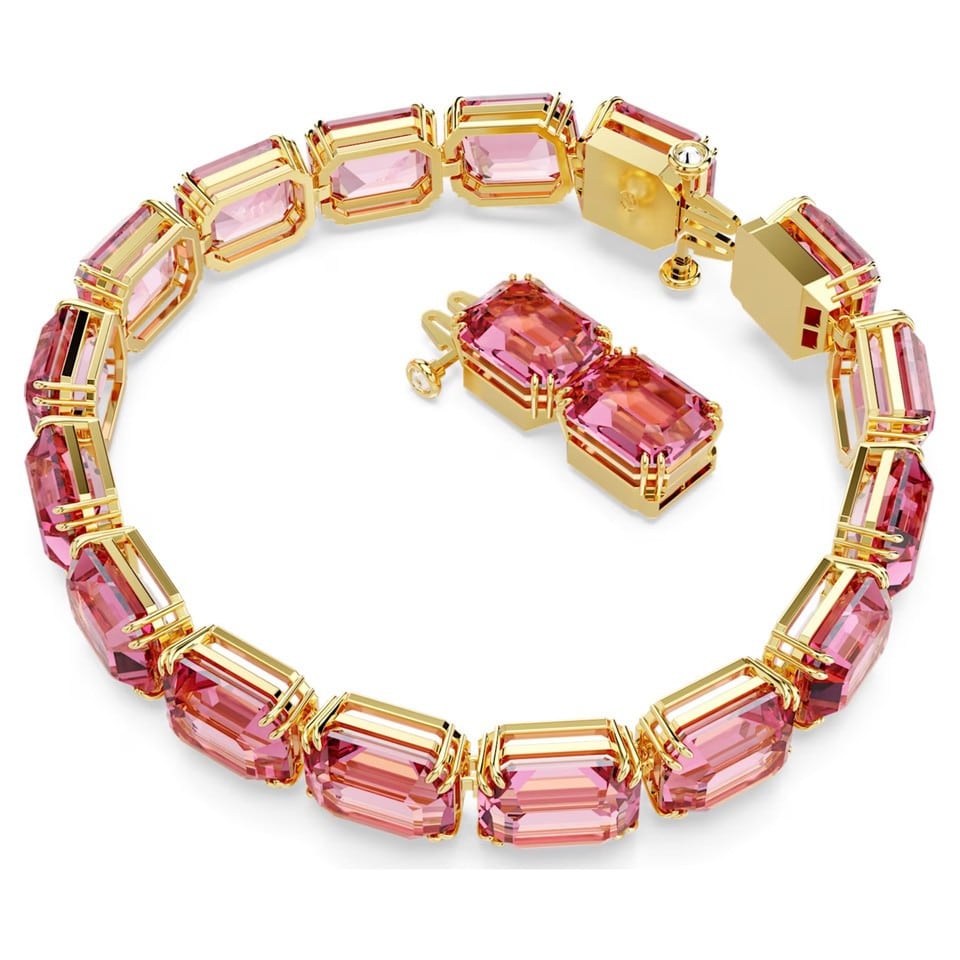 Swarovski Millenia Bracelet, Octagon Cut, Pink, Gold-tone Plated -Swarovski