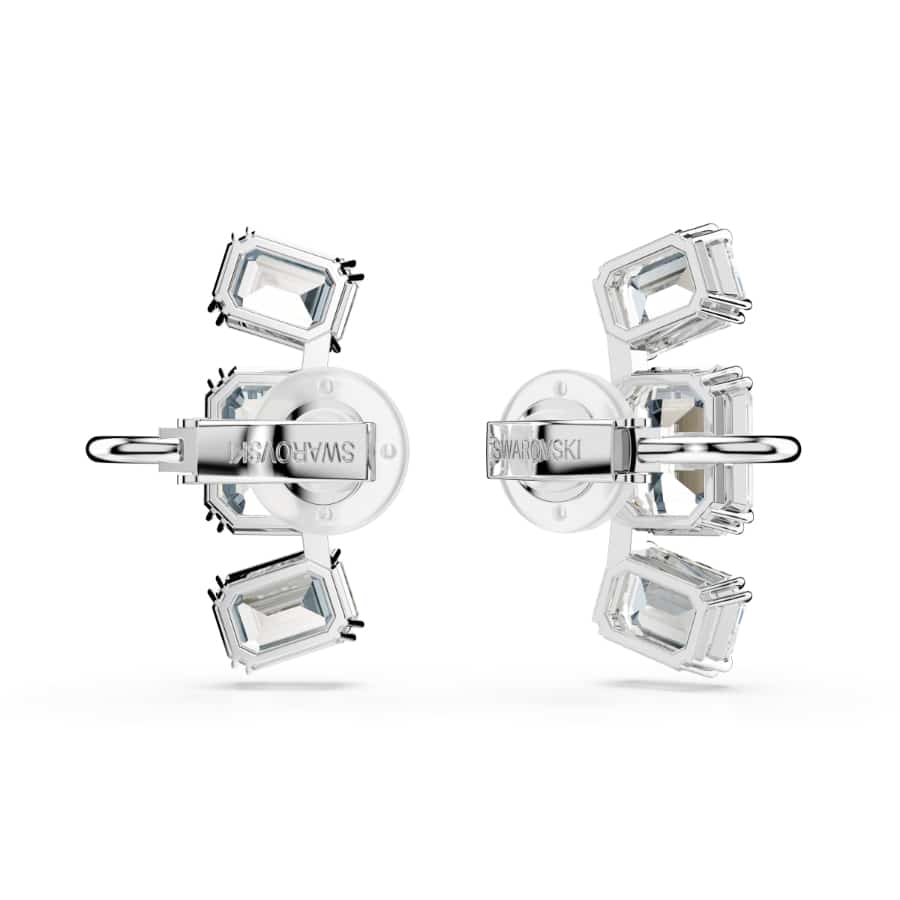 Swarovski Millenia Clip Earrings, Octagon Cut, White, Rhodium Plated -Swarovski