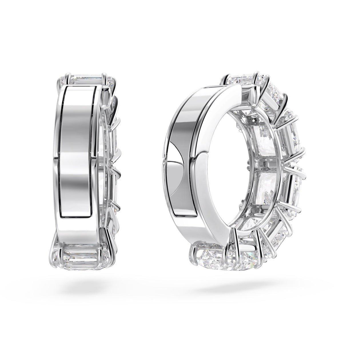 Swarovski Millenia Clip Earrings Square Cut, White, Rhodium Plated -Swarovski