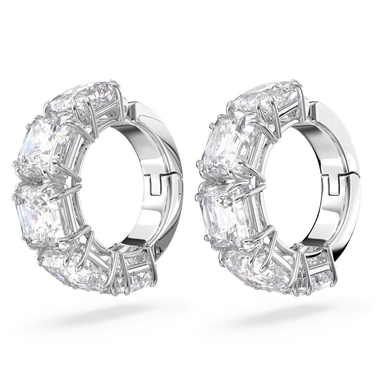 Swarovski Millenia Clip Earrings Square Cut, White, Rhodium Plated -Swarovski
