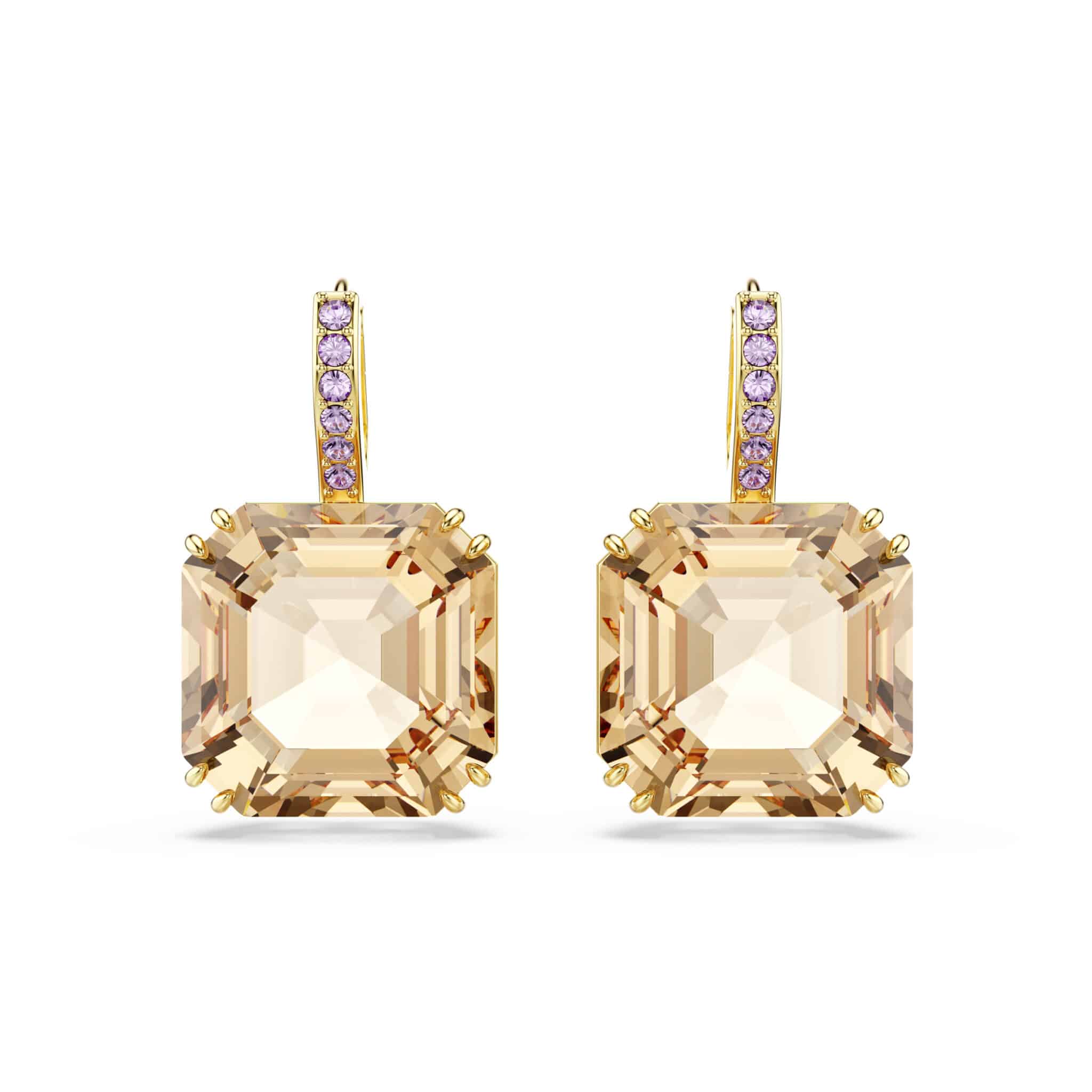 Swarovski Millenia Drop Earrings, Mixed Cuts, Caramel, Gold-tone Plated -Swarovski