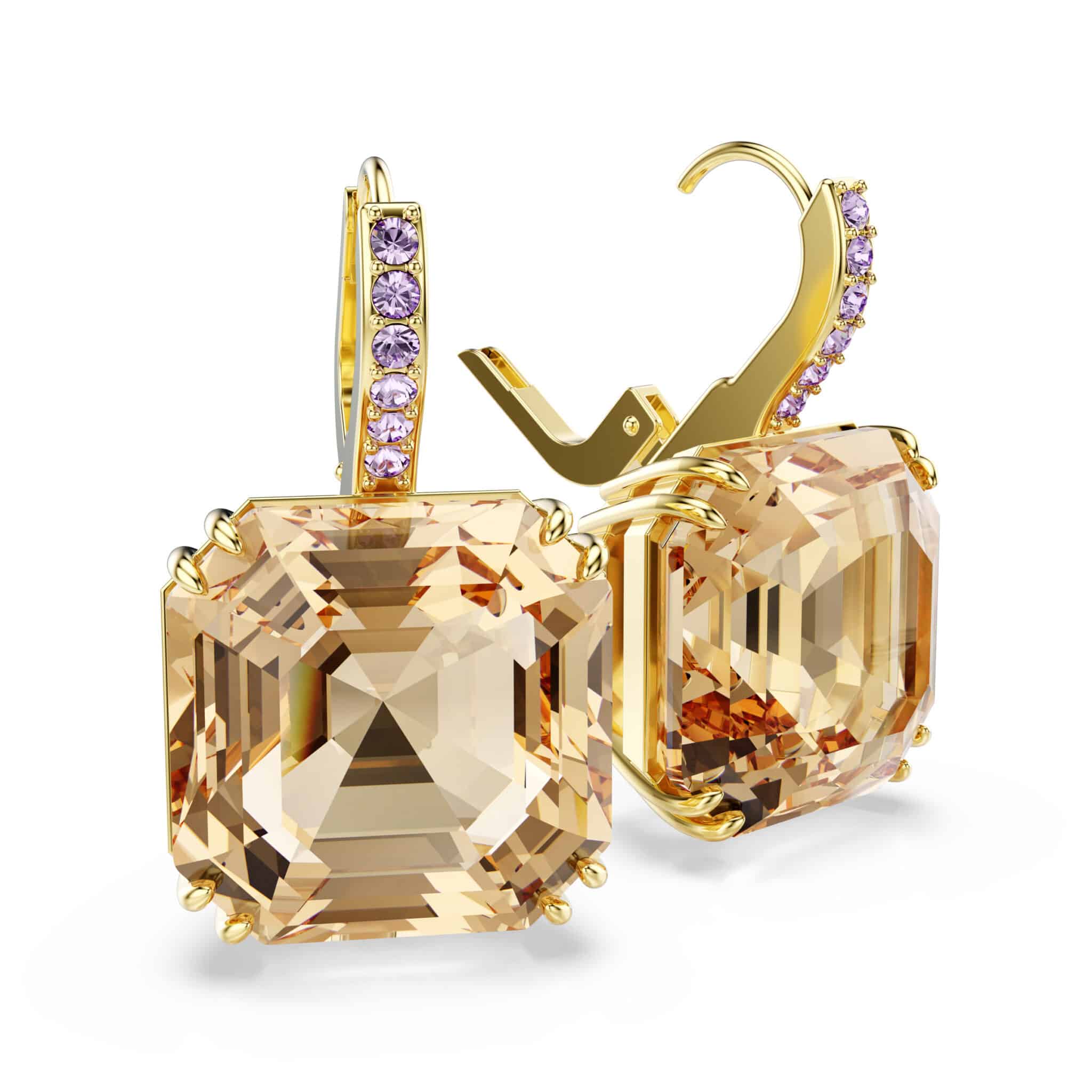 Swarovski Millenia Drop Earrings, Mixed Cuts, Caramel, Gold-tone Plated -Swarovski