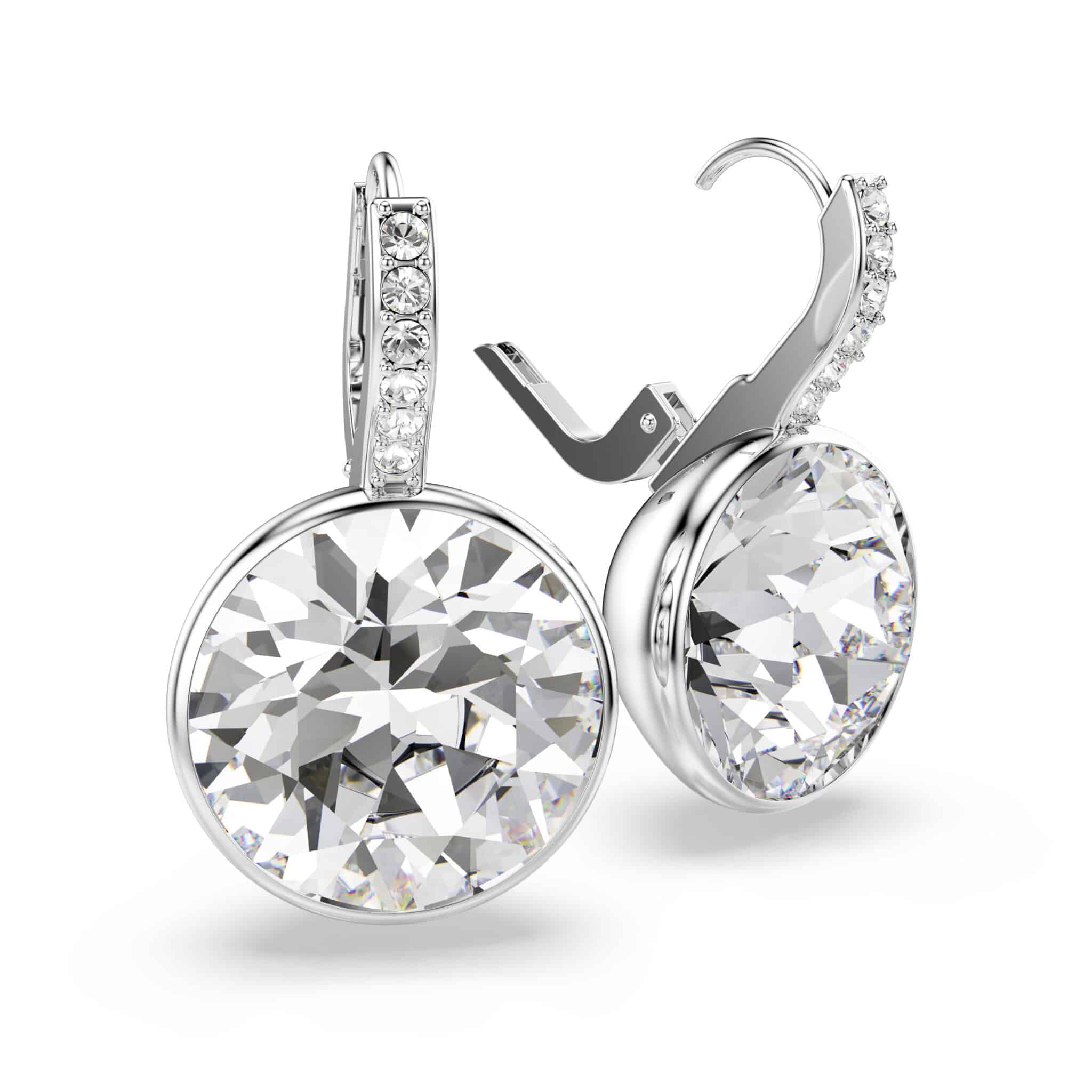 Swarovski Millenia Drop Earrings, Round Cut, White, Rhodium Plated -Swarovski