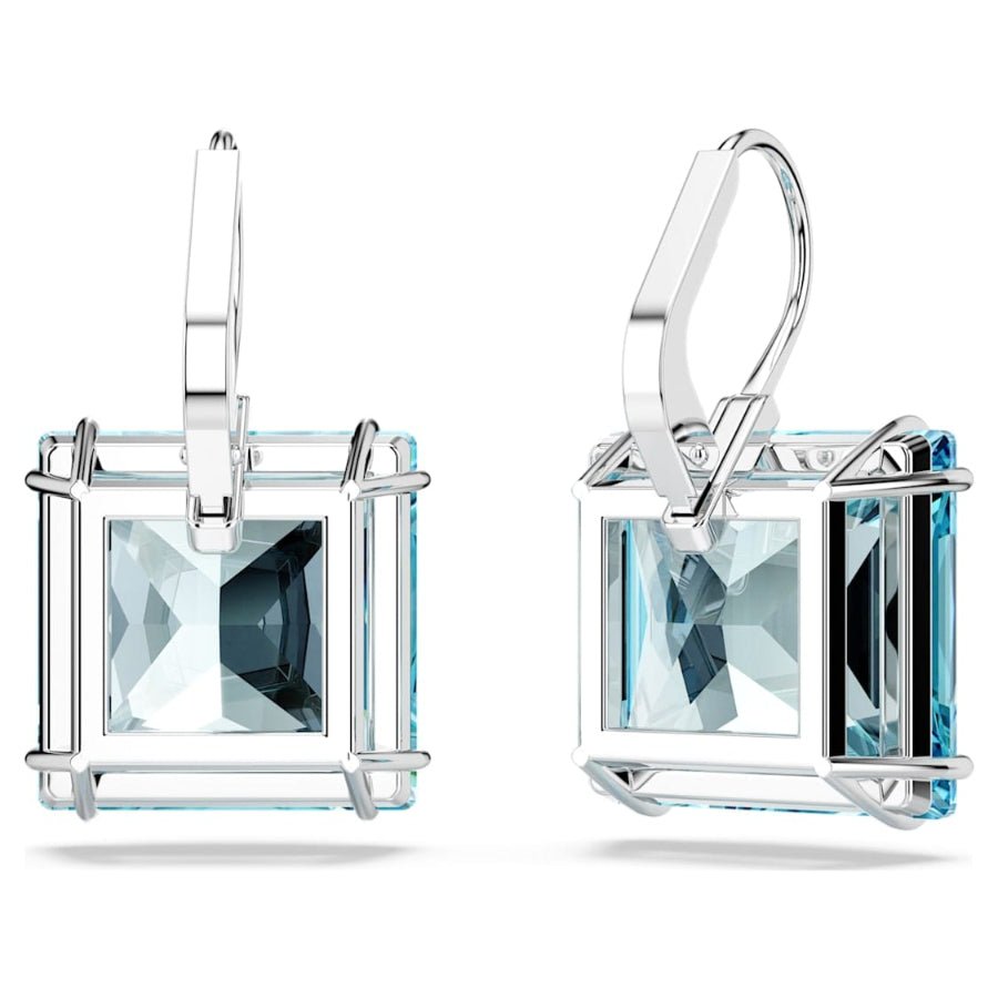 Swarovski Millenia Drop Earrings Square Cut, Blue, Rhodium Plated -Swarovski