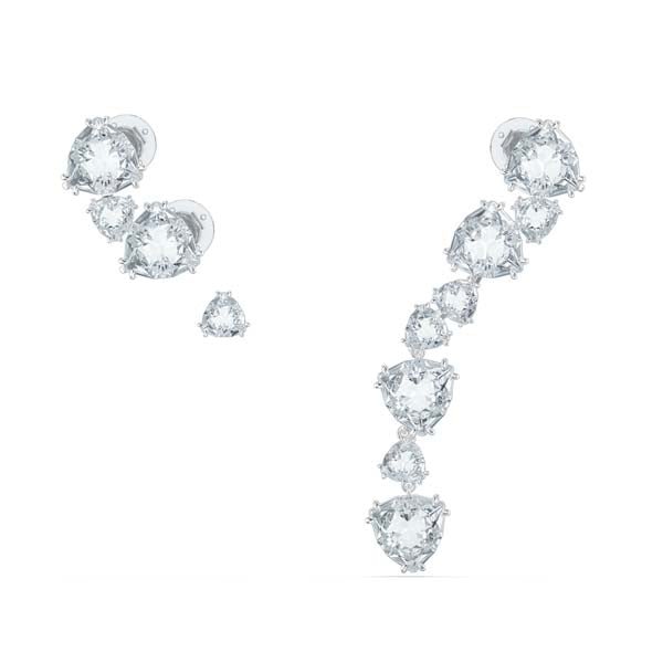 Swarovski Millenia Ear Cuff Asymmetrical, Set, White, Rhodium Plated -Swarovski