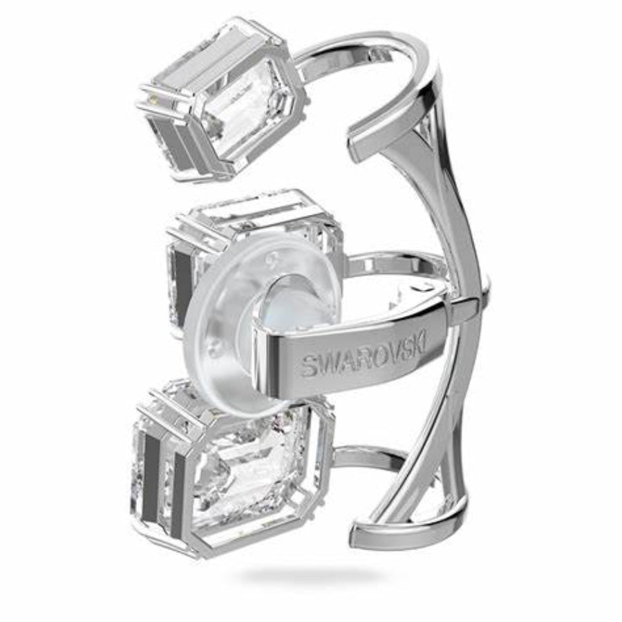 Swarovski Millenia Ear Cuff Graduated Crystals, White, Rhodium Plated -Swarovski