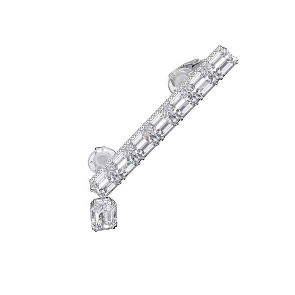 Swarovski Millenia Ear Cuff, Single, Octagon Cut Crystal, White, Rhodium Plated -Swarovski