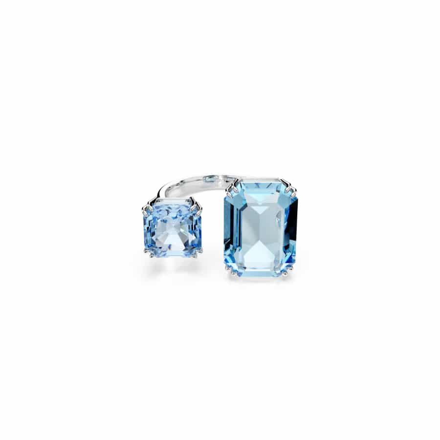 Swarovski Millenia Open Ring, Octagon Cut, Blue, Rhodium Plated -Swarovski
