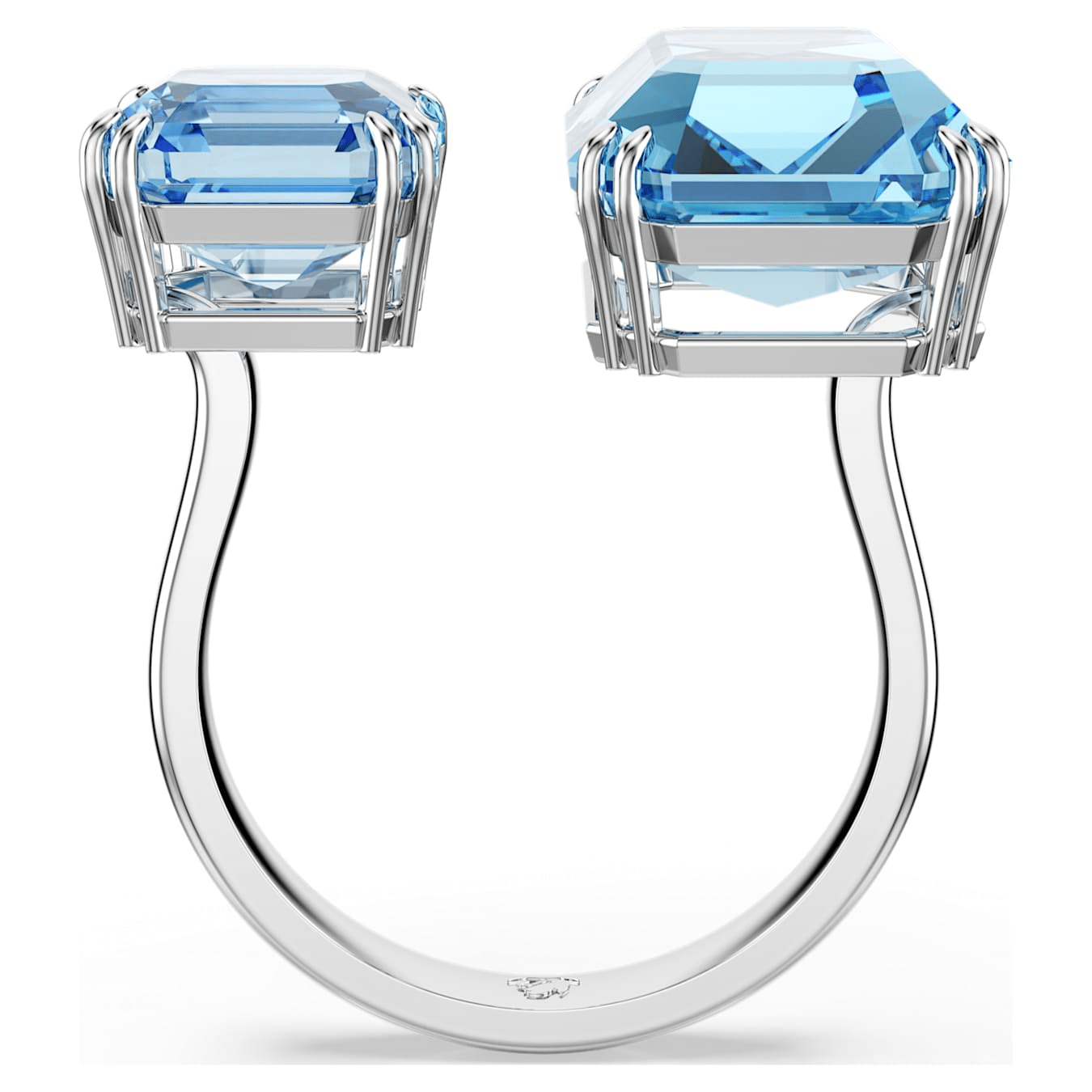 Swarovski Millenia Open Ring, Octagon Cut, Blue, Rhodium Plated -Swarovski