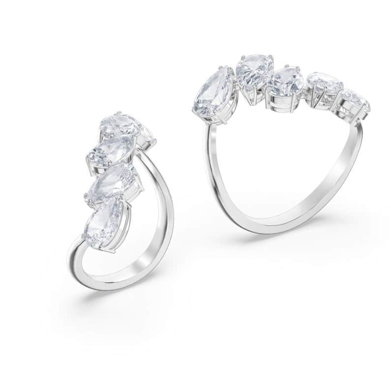 Swarovski Millenia Ring, Set (2), White, Rhodium Plated -Swarovski