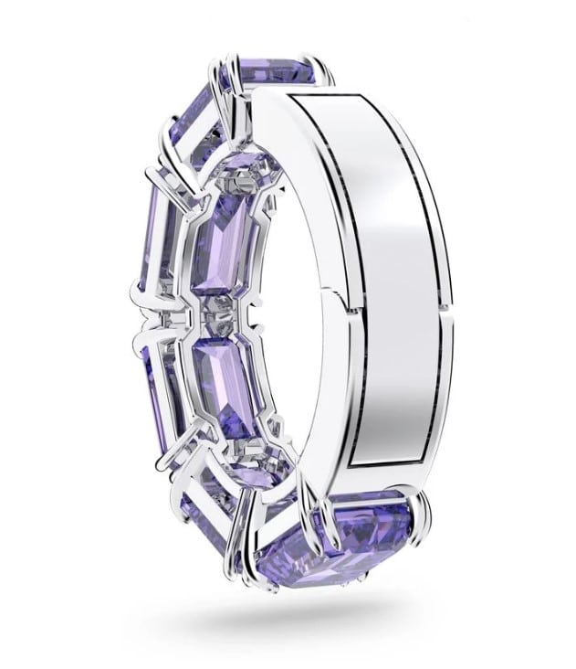Swarovski Millenia Single Ear Cuff Octagon Cut, Purple, Rhodium plated -Swarovski