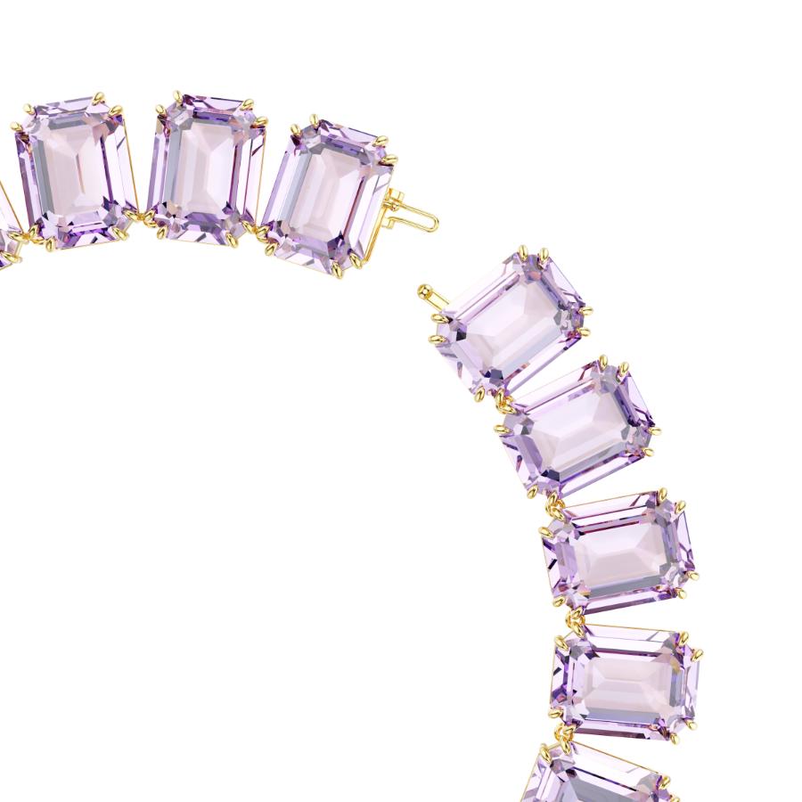 Swarovski Millenia Tennis Necklace, Octagon Cut, Purple, Gold-tone Plated -Swarovski