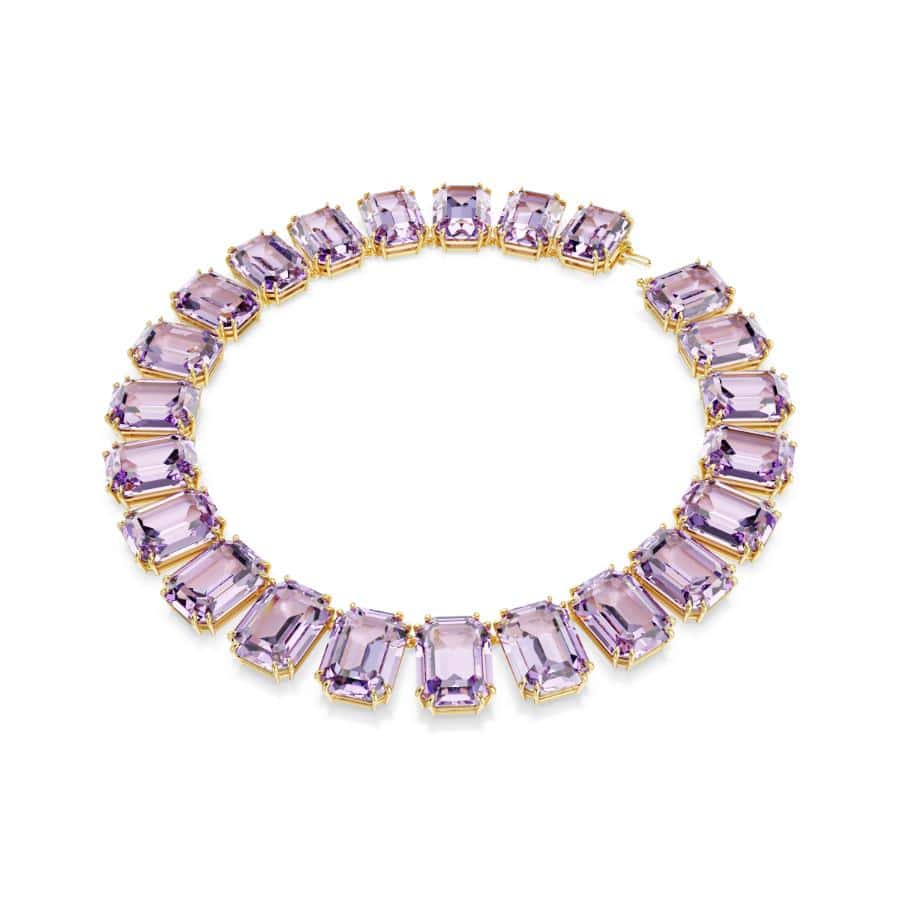 Swarovski Millenia Tennis Necklace, Octagon Cut, Purple, Gold-tone Plated -Swarovski