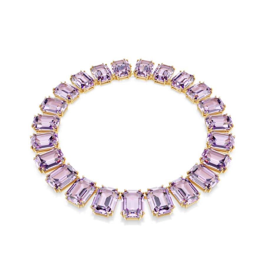 Swarovski Millenia Tennis Necklace, Octagon Cut, Purple, Gold-tone Plated -Swarovski