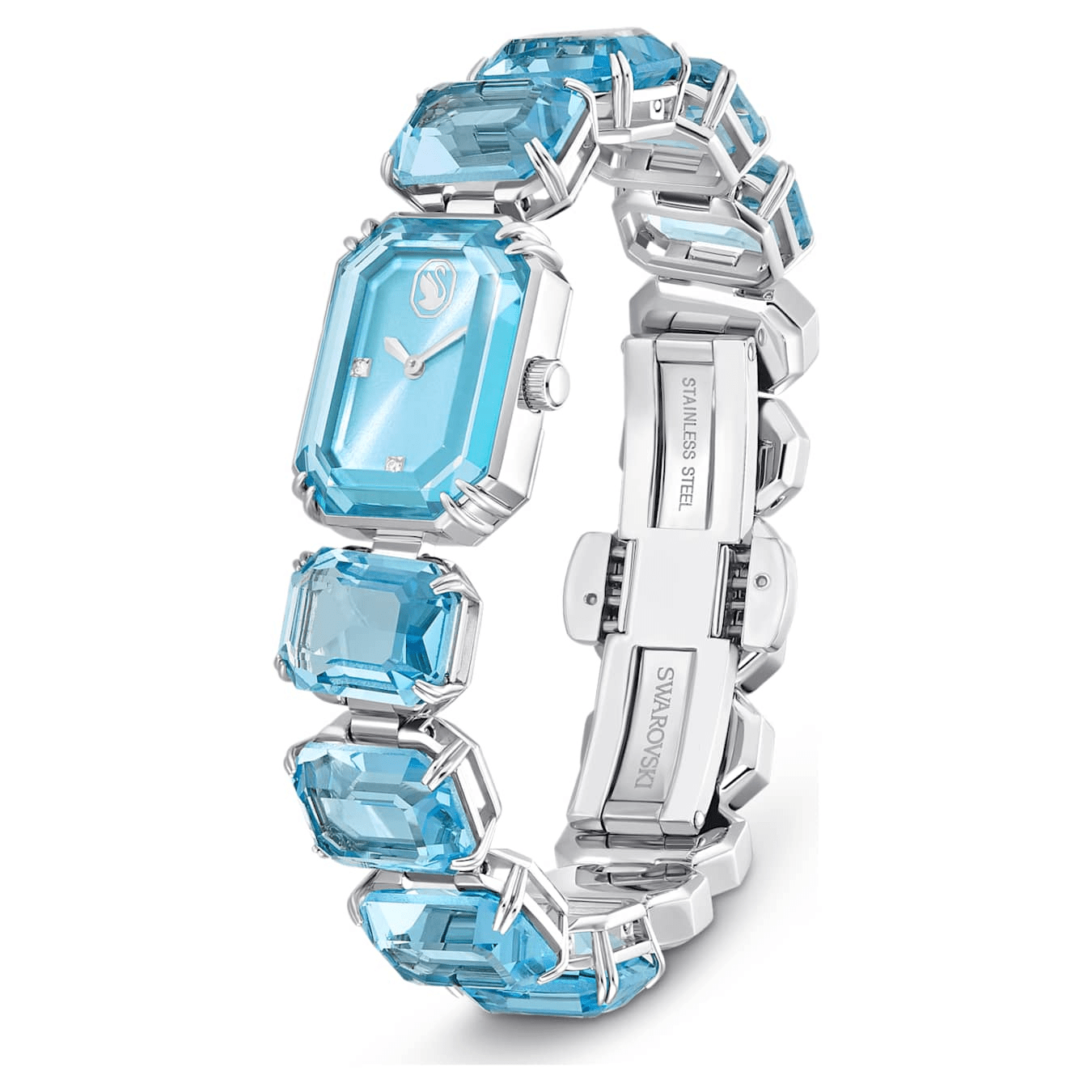 Swarovski Millenia Watch Octagon cut bracelet, Blue, Stainless steel -Swarovski
