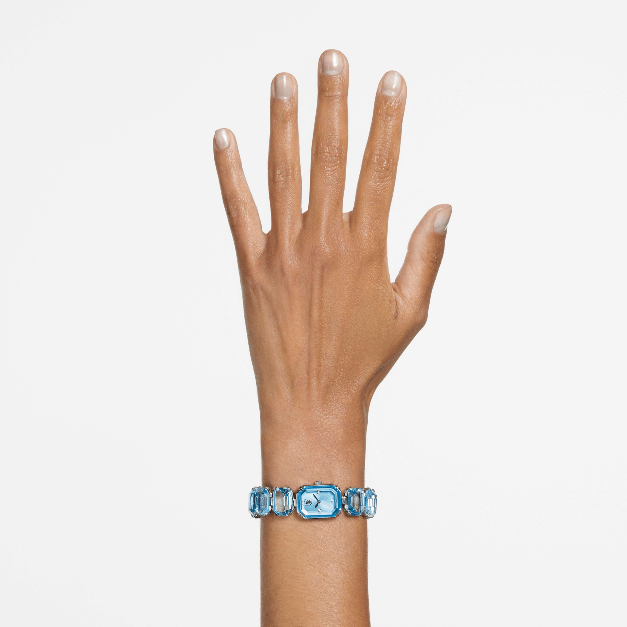 Swarovski Millenia Watch Octagon cut bracelet, Blue, Stainless steel -Swarovski