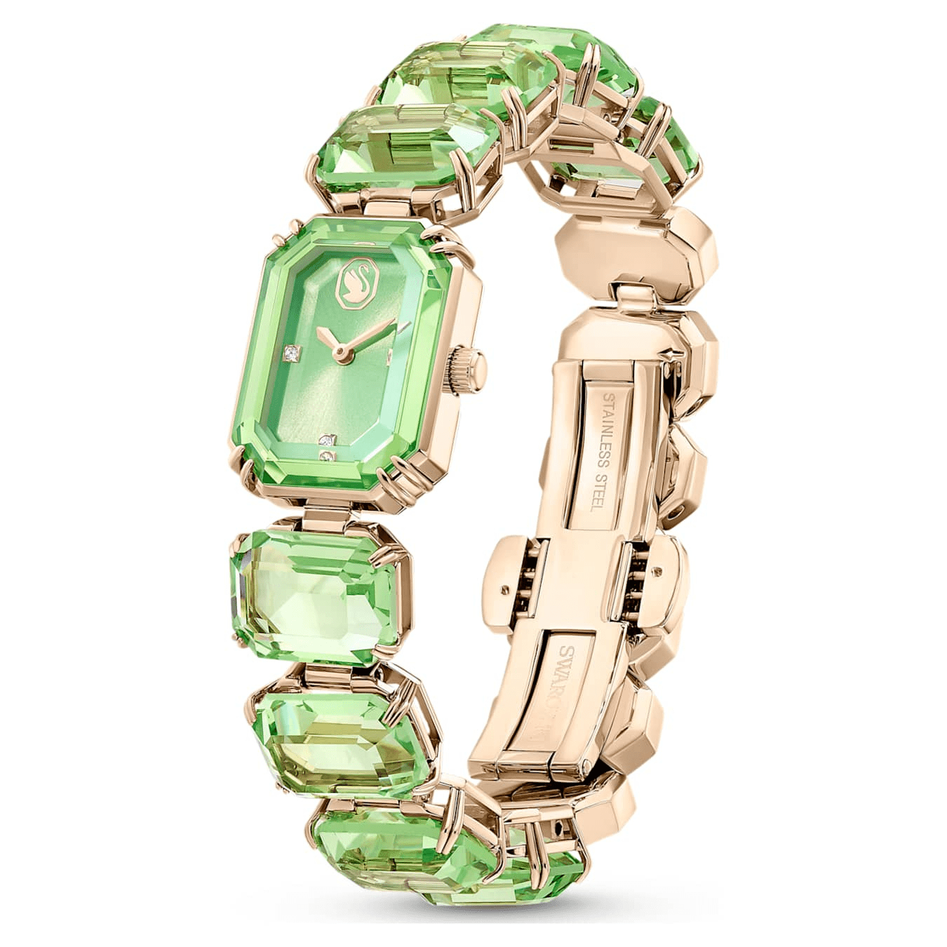 Swarovski Millenia Watch Octagon cut bracelet, Green, Stainless steel -Swarovski