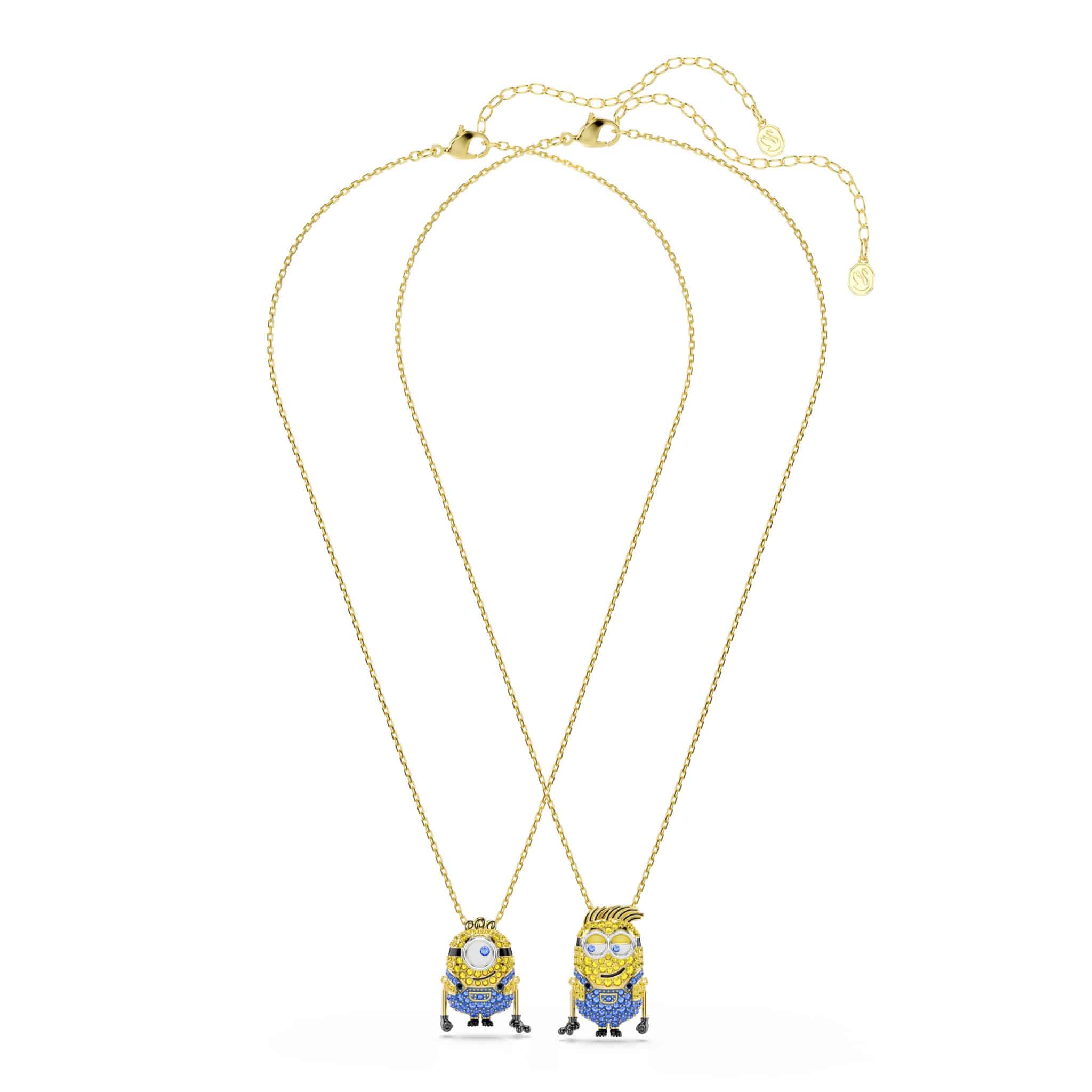 Swarovski Minions James and Henry set, Pavé, Multicolored, Gold-tone plated -Swarovski
