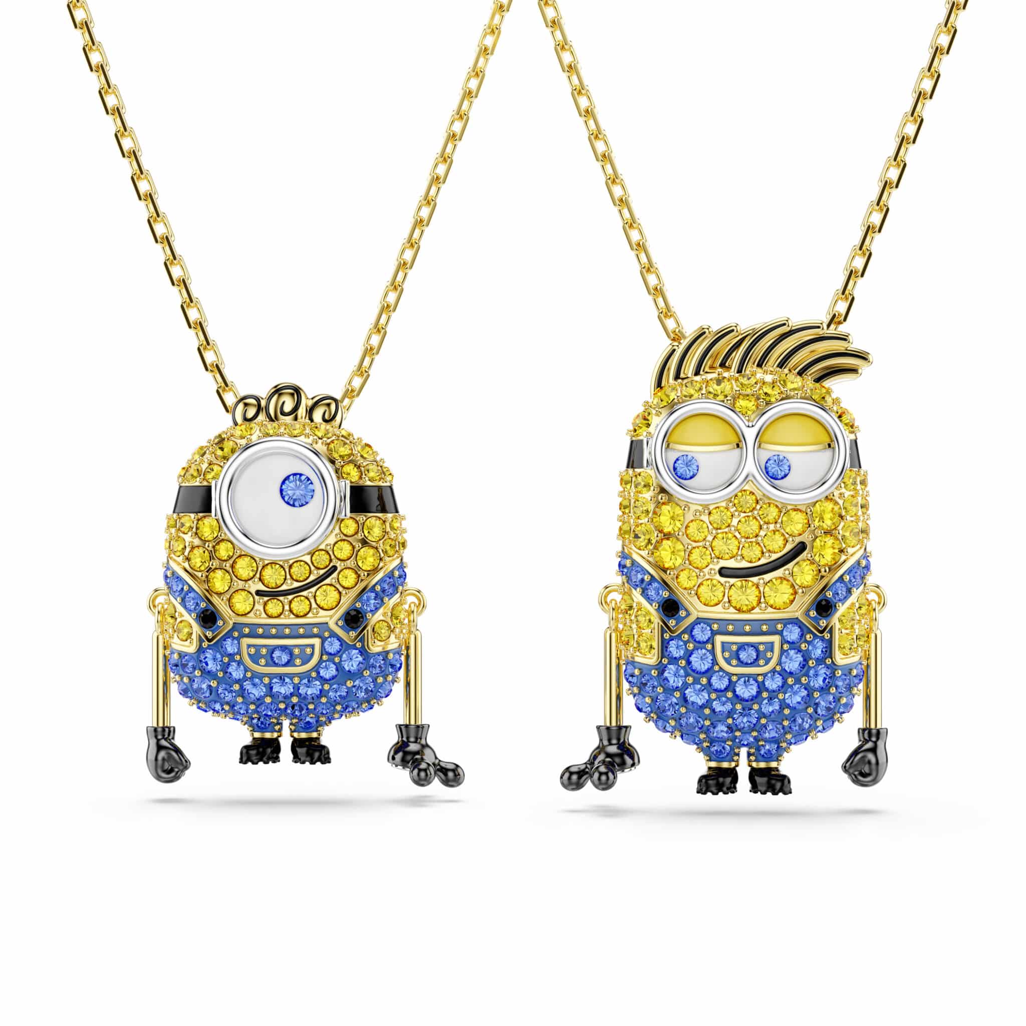 Swarovski Minions James and Henry set, Pavé, Multicolored, Gold-tone plated -Swarovski