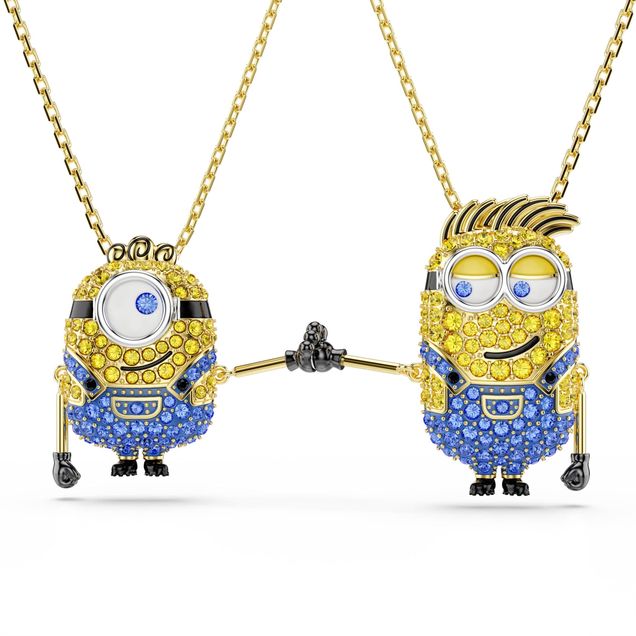 Swarovski Minions James and Henry set, Pavé, Multicolored, Gold-tone plated -Swarovski
