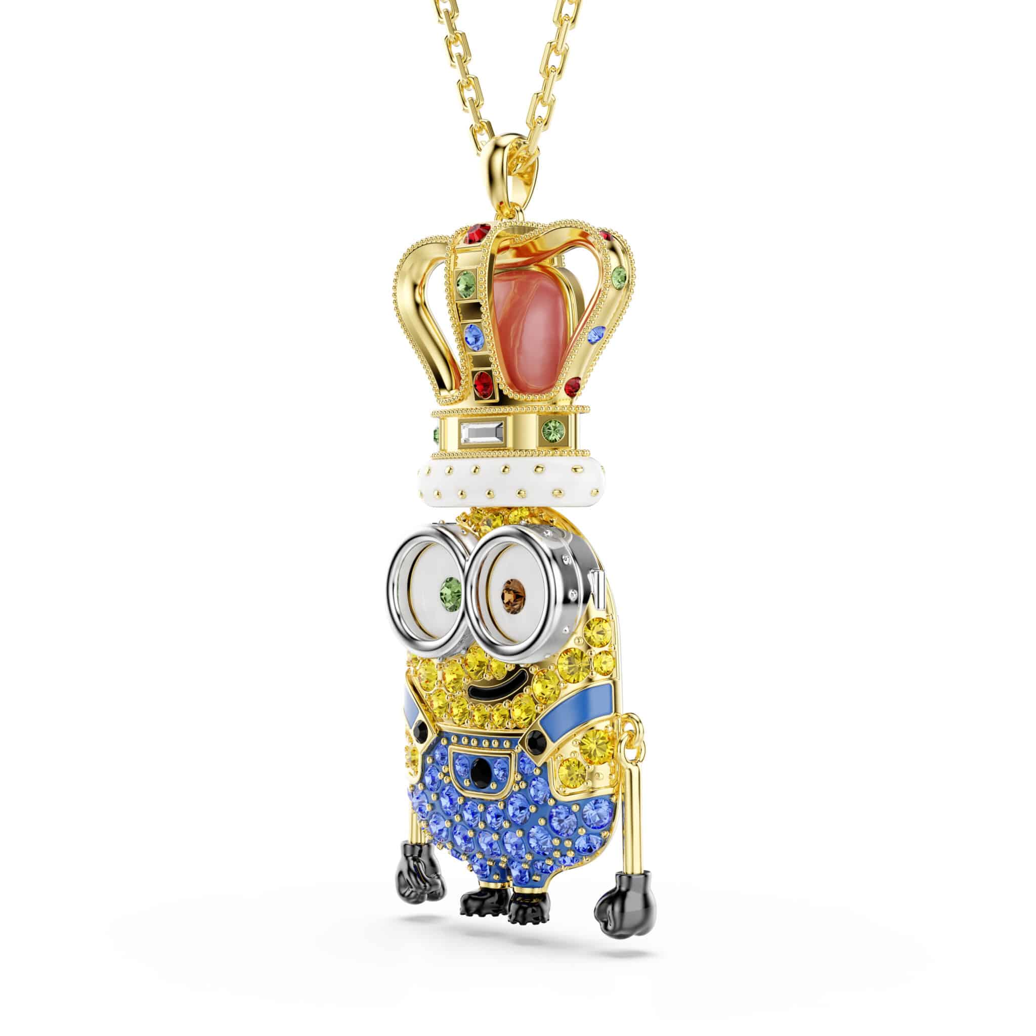 Swarovski Minions King Bob Pendant, Pavé, Multicolored, Gold-tone plated -Swarovski