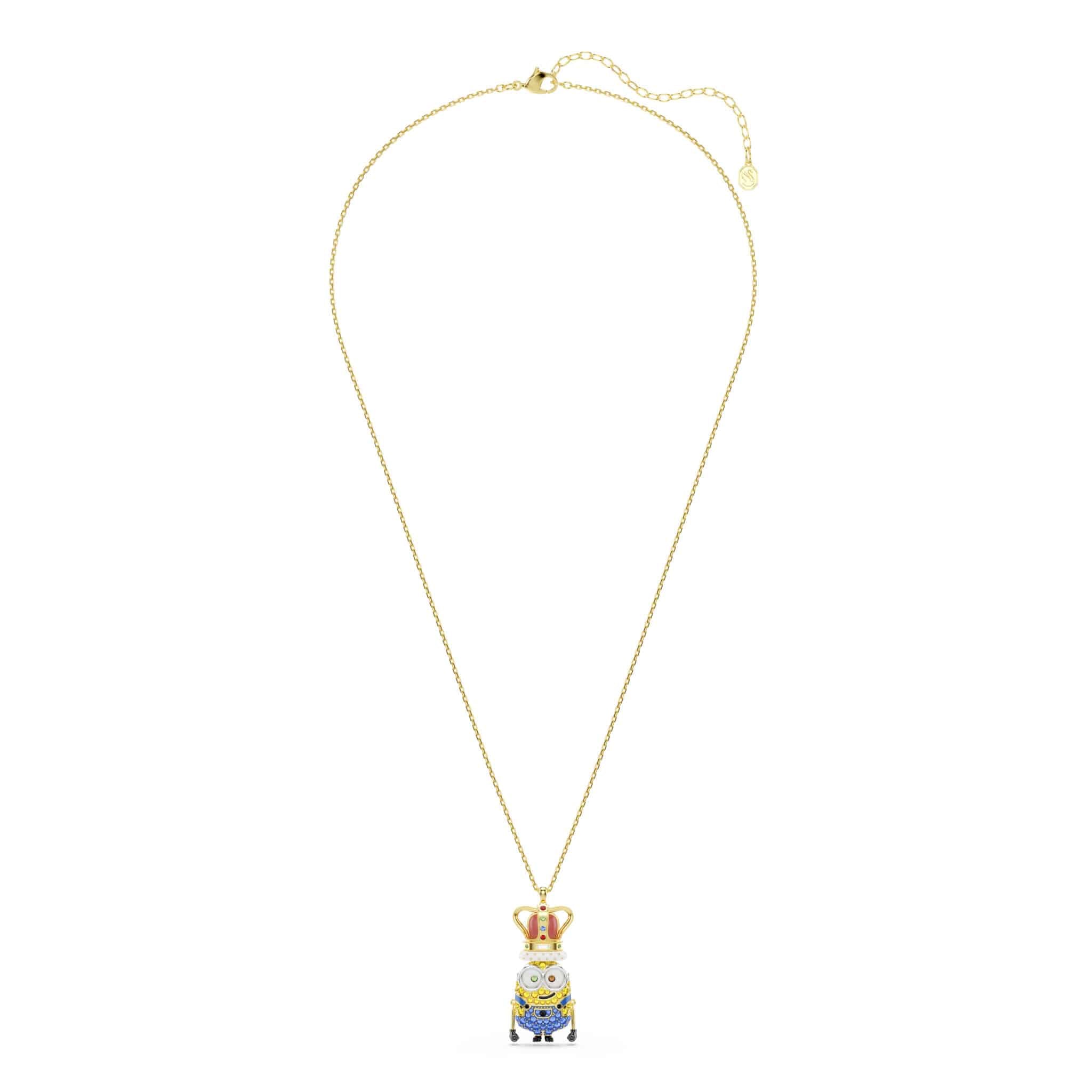 Swarovski Minions King Bob Pendant, Pavé, Multicolored, Gold-tone plated -Swarovski