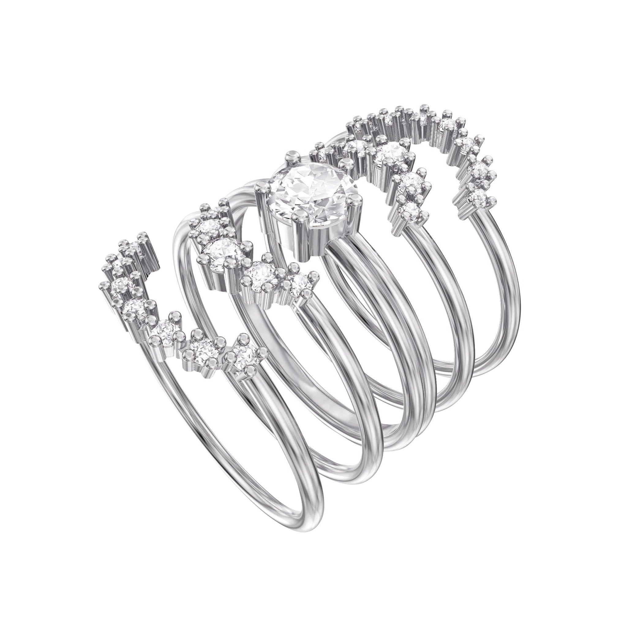 Swarovski MoonSun Ring Rhodium Plated -Swarovski