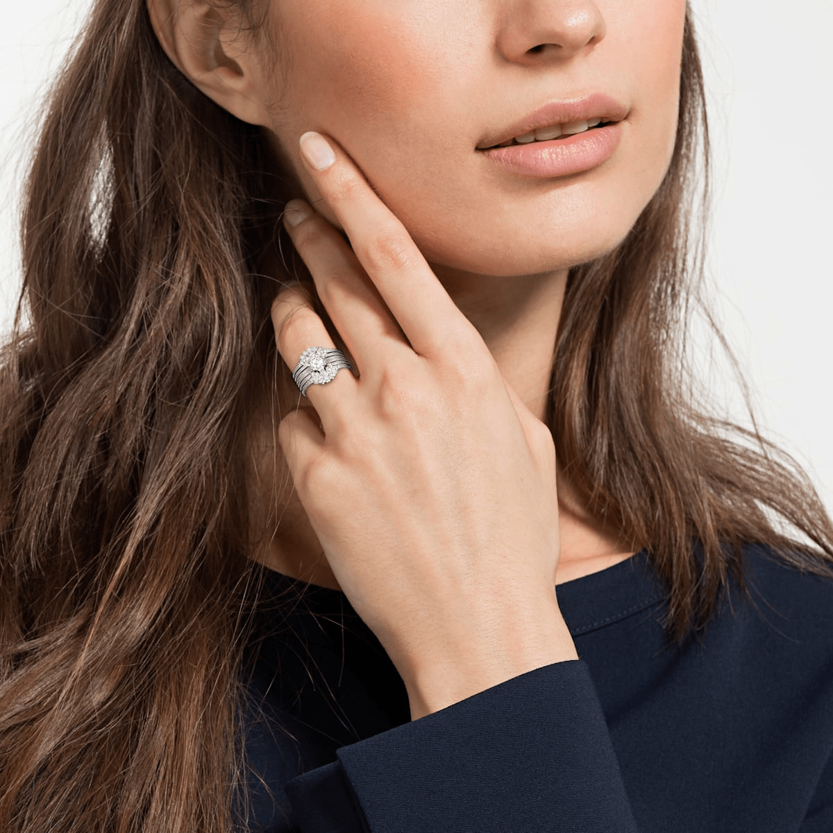 Swarovski MoonSun Ring Rhodium Plated -Swarovski