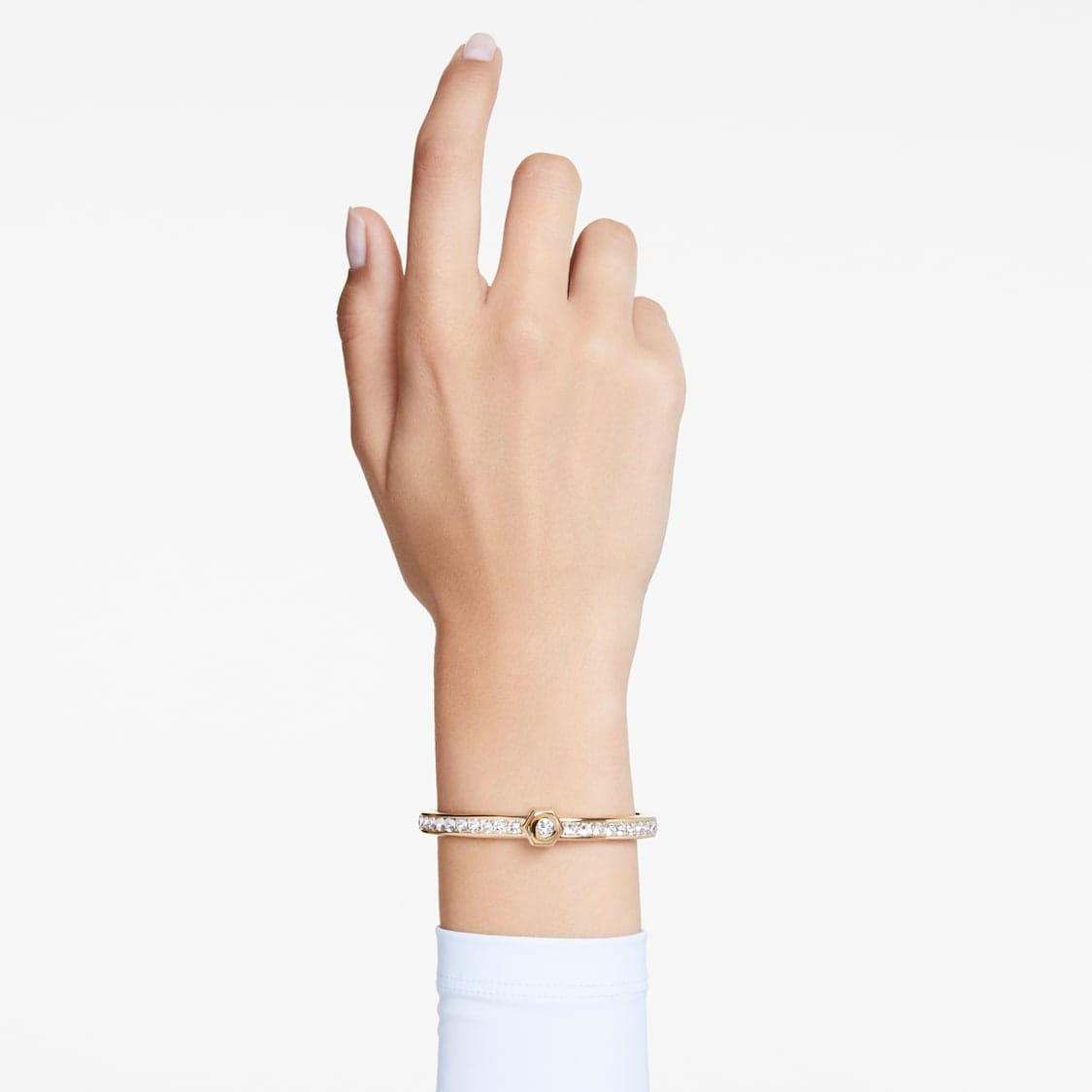 Swarovski Numina Bangle Round Cut White Gold-Tone Plated -Swarovski