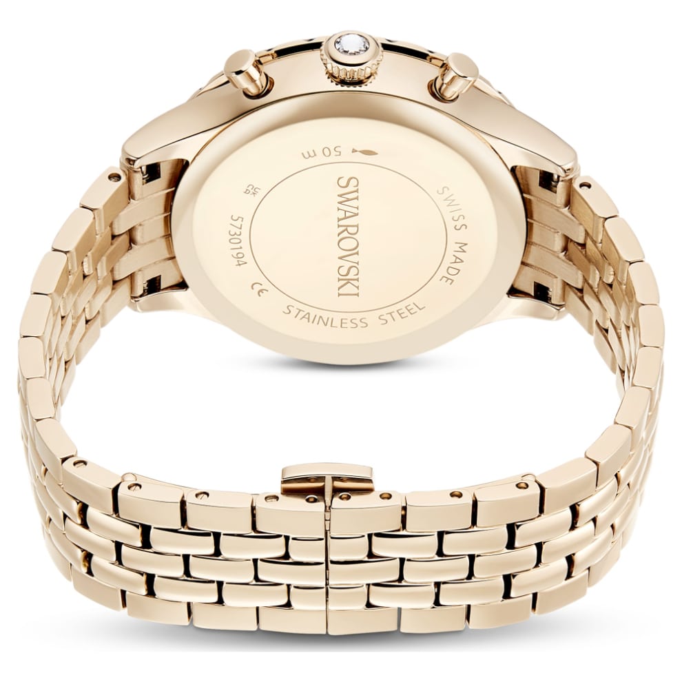 Swarovski Octea chrono Watch, Swiss Made, Metal Bracelet, Gold tone, Champagne gold-tone finish -Swarovski