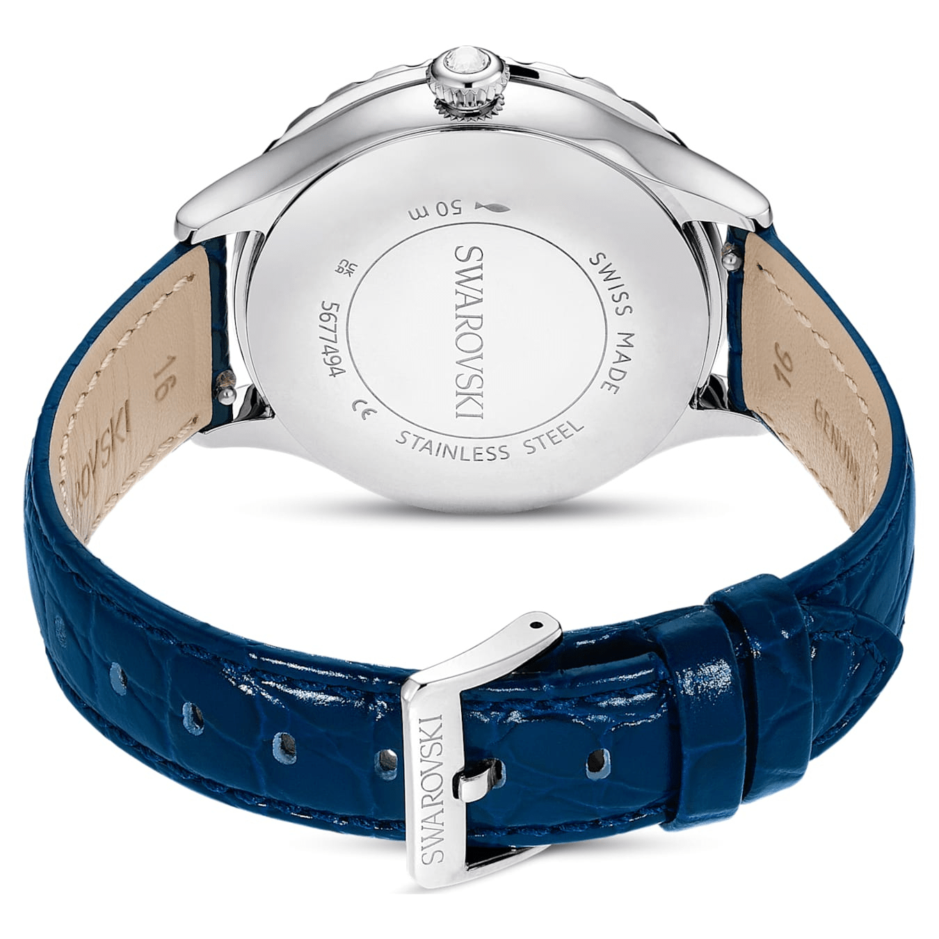 Swarovski Octea Moon Watch, Swiss Made, Moon, Leather Strap, Blue finish -Swarovski