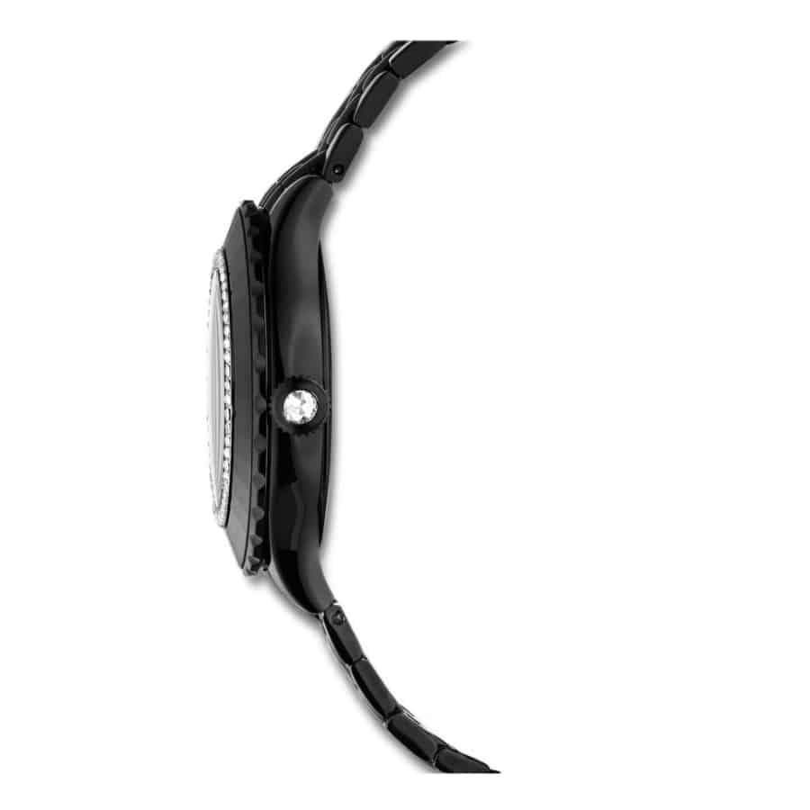Swarovski Octea Moon Watch, Swiss Made, Moon, Metal Bracelet, Black Finish -Swarovski