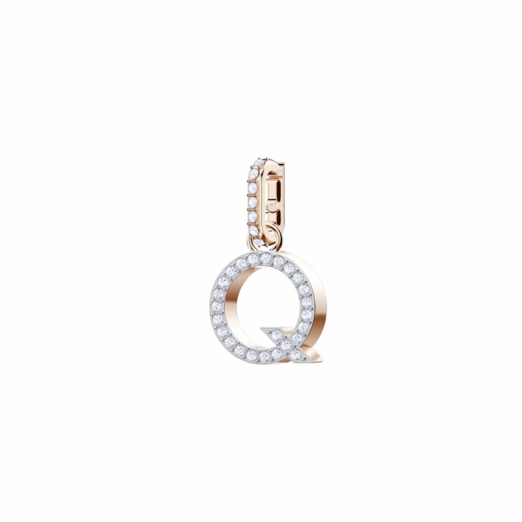 Swarovski Remix Collection Charm Q, White, Rose-Gold Tone Plated -Swarovski