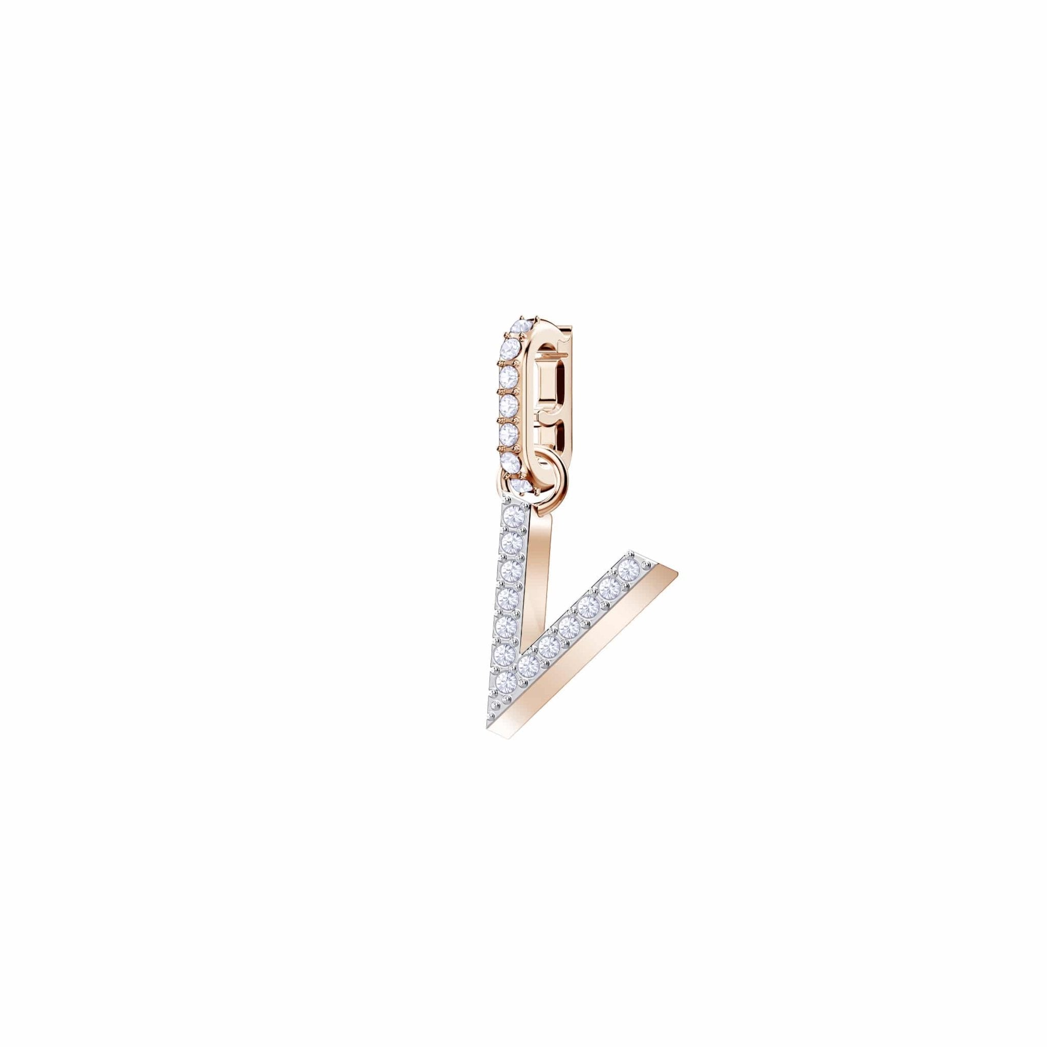Swarovski Remix Collection Charm V, White, Rose-Gold Tone Plated -Swarovski