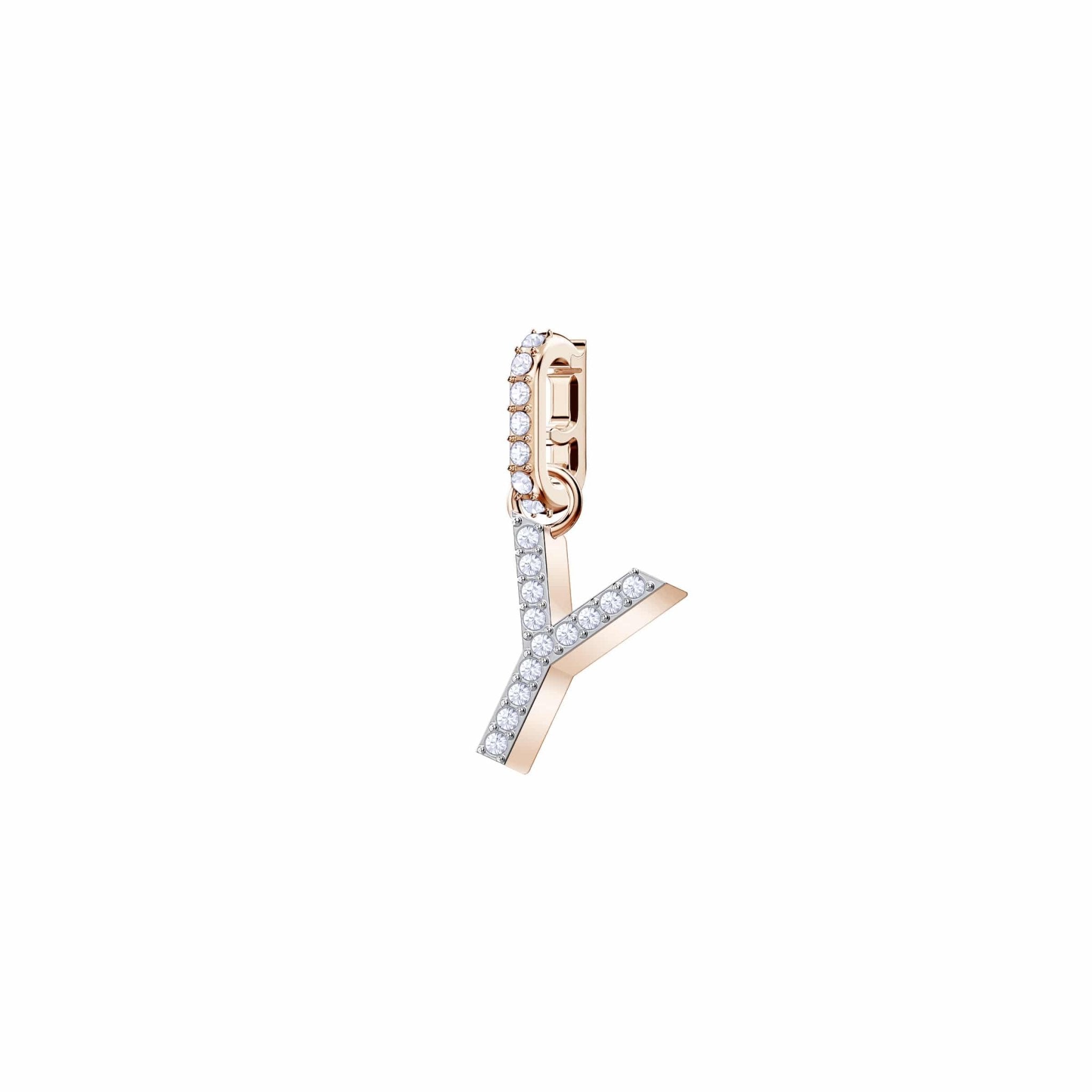 Swarovski Remix Collection Charm Y, White, Rose-Gold Tone Plated -Swarovski